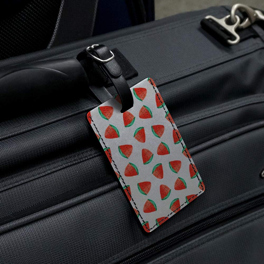 Watermelon Slices Pattern Rectangle Leather Luggage Tag - Durable Carry-On ID Tag for Suitcases & Travel Bags | Perfect for Summer Vacations, Beach Trips & Tropical Getaways