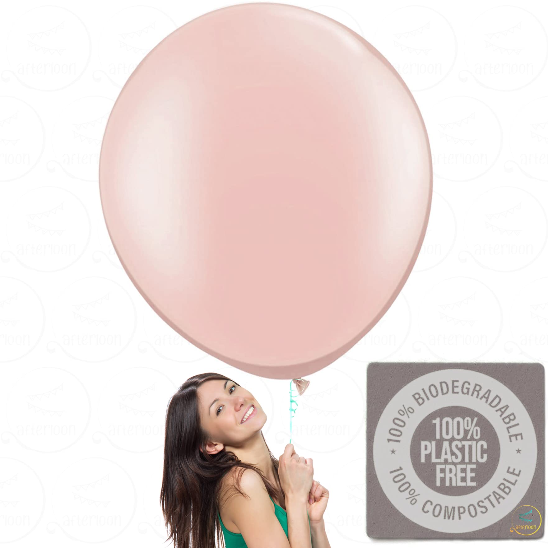 AFTERLOON 36 Inch Biodegradable Pear Shaped Giant Balloons - 3 Pack Blush Pink, Extra Strong Thickened Latex Jumbo Helium Balloons for Baby Shower, Gender Reveal, Wedding, Birthday Party Decorations - Perfect for Indoor & Outdoor Celebrations, Photo Backdrops, and Special Event Centerpieces