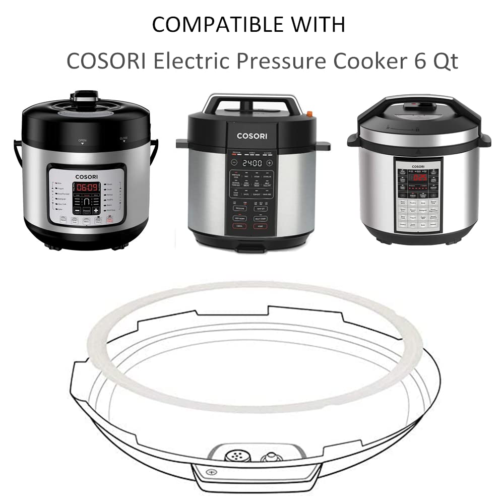 Premium Silicone Sealing Ring for COSORI 6 Quart Electric Pressure Cooker - 100% Food-Grade Replacement Gasket (2-Pack) - Perfect for Rice Cookers & Slow Cookers - Leak-Proof & Durable Kitchen Accessories