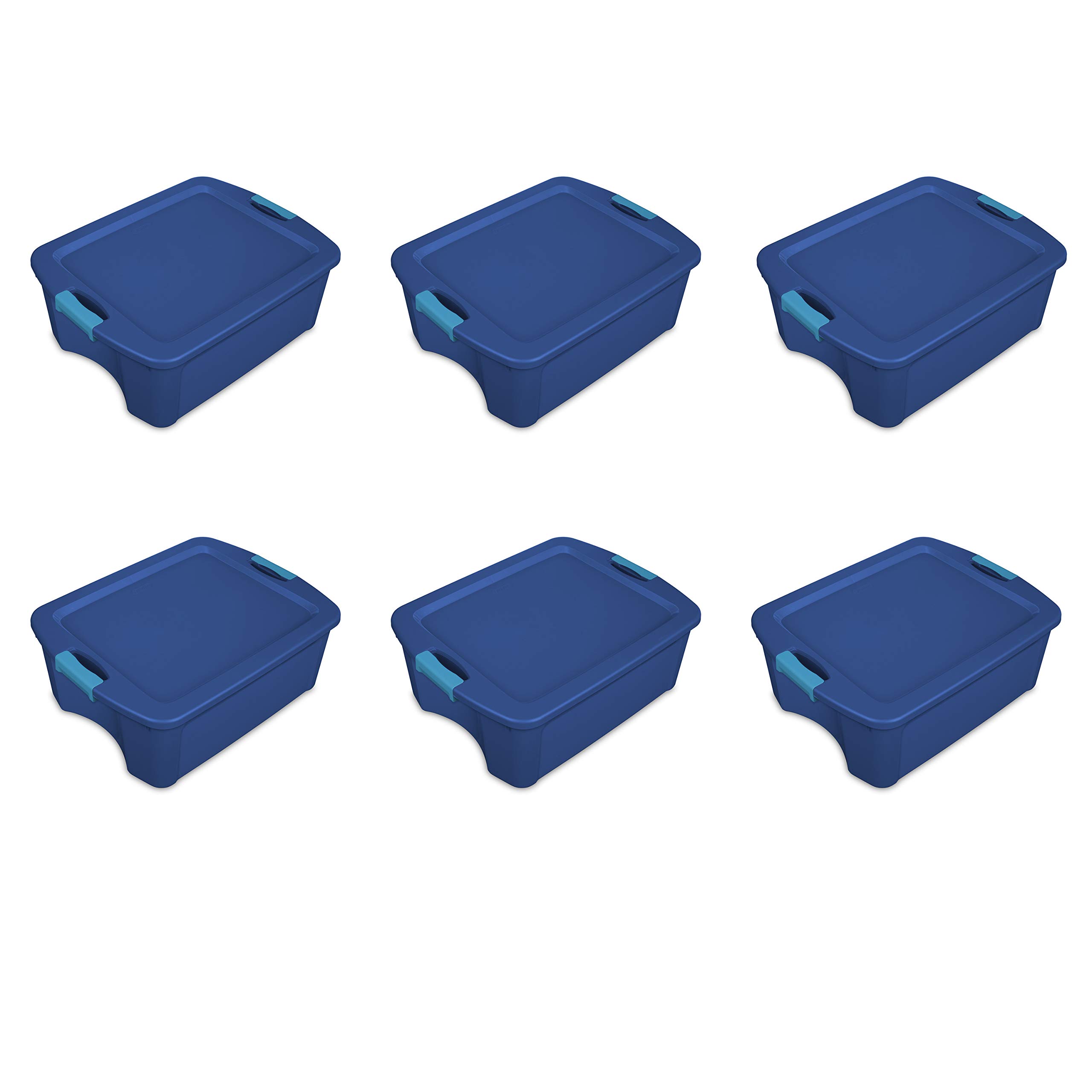 Sterilite 12 Gallon Stackable Storage Bins with Latching Lids - 6-Pack Blue Plastic Tote Containers for Closet Organization, Home Storage & Garage Organization | Perfect for Toys, Seasonal Decor & Household Items