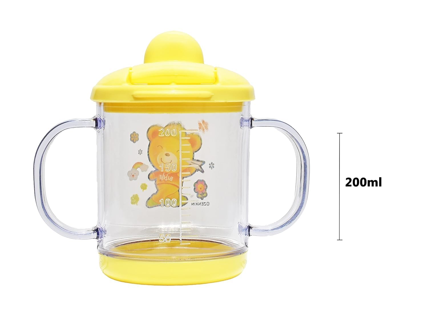 Kritiu Baby Sippy Cup & Teether Set - BPA-Free Silicone Toddler Drinking Cup with Teething Toy - Safe for Infants 6+ Months - Yellow - Perfect for On-the-Go, Daycare & Learning Independent Drinking