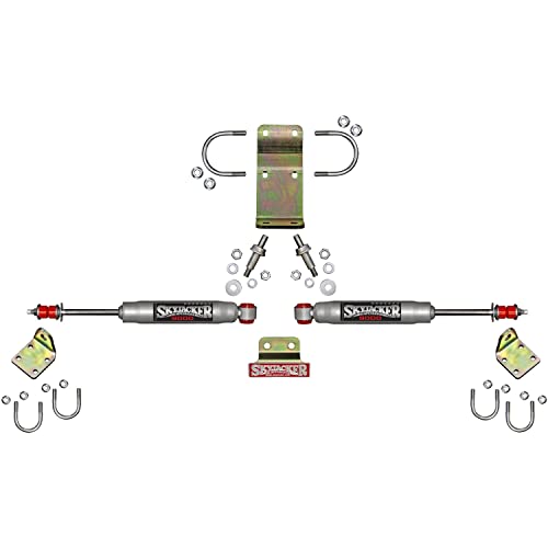 Skyjacker-9208 Dual Steering Stabilizer Kit - Silver Finish for Improved Off-Road Control | Perfect for Jeep Wrangler, Ford F-150 & Chevy Silverado Trucks | Reduces Vibration on Rough Terrain