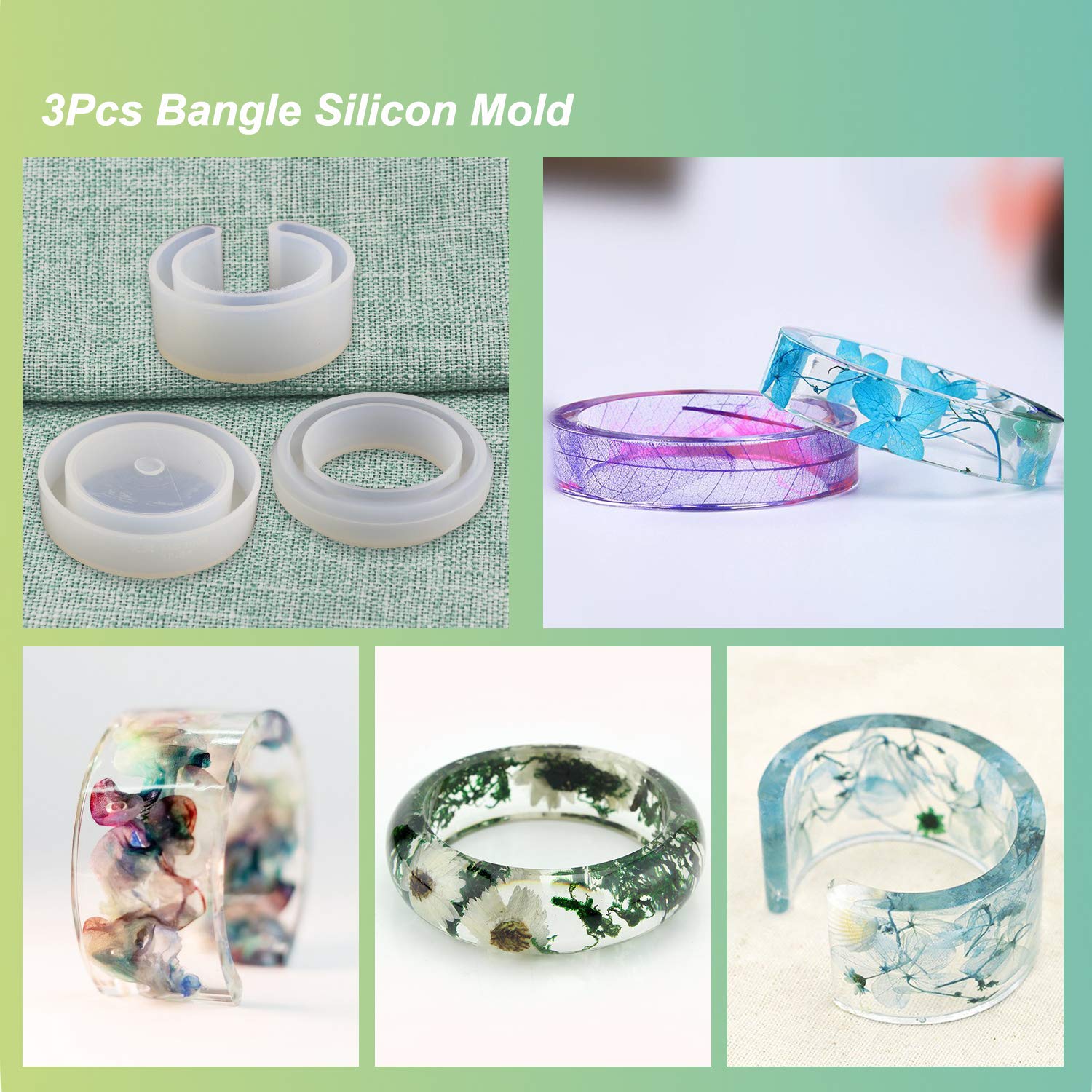 30PCS Silicone Resin Molds for Jewelry Making - UV Resin Bracelet, Pendant & Ring Molds Kit - DIY Epoxy Resin Craft Supplies for Handmade Earrings, Necklaces & Gifts