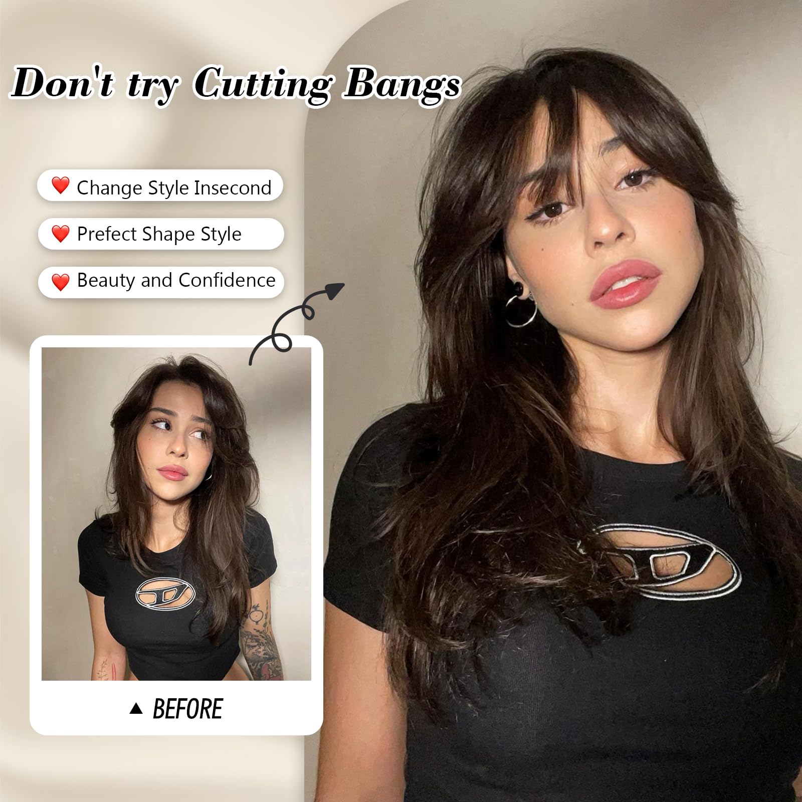 100% Real Human Hair Clip-in Bangs for Women - Dark Brown Wispy Fake Bangs Hair Topper with 360° Lace Coverage | Perfect for Daily Wear, Cosplay & Instant Hairstyle Transformation