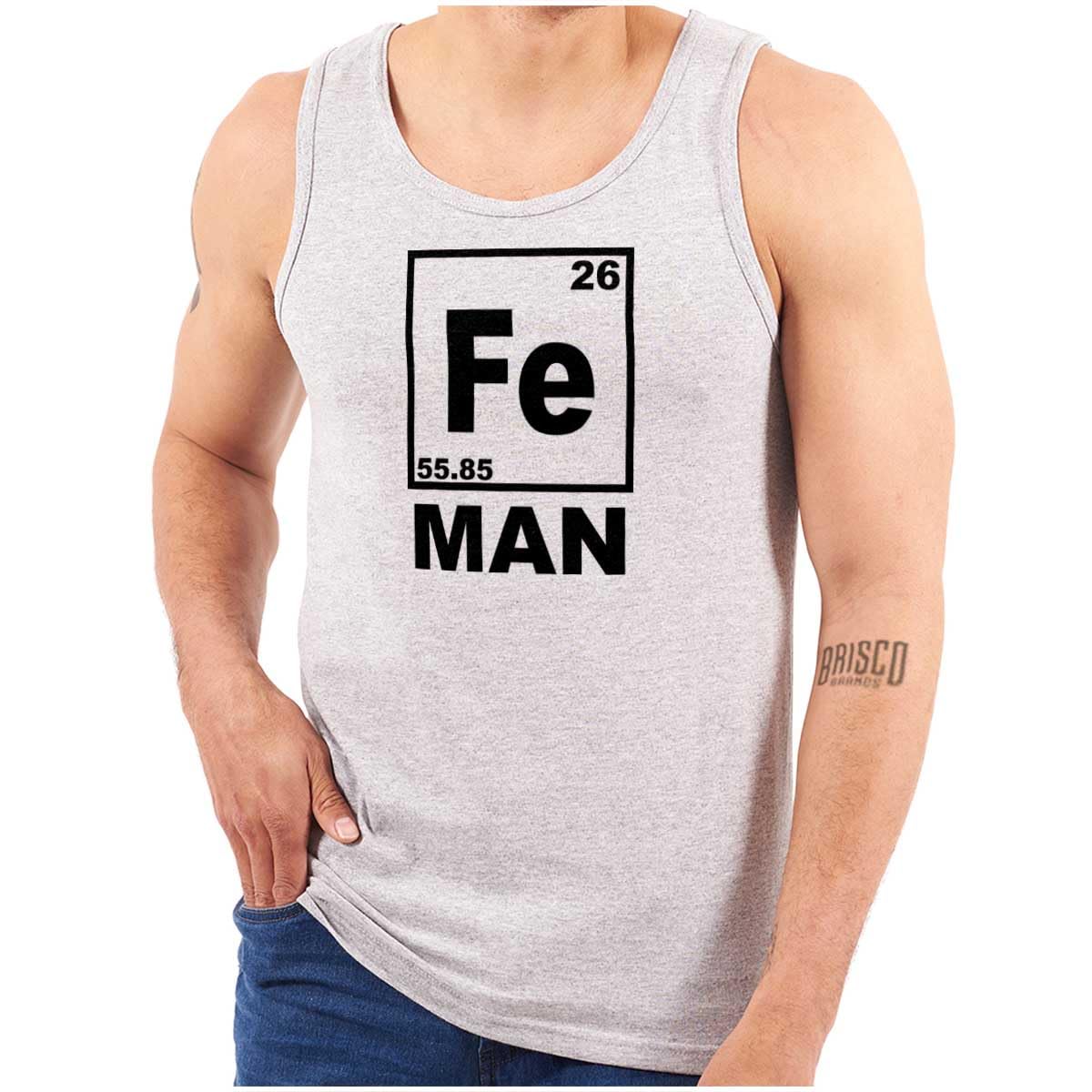 Fe Iron Science Elements Superhero Tank Top Sleeveless Tee for Men - Perfect for Chemistry Enthusiasts, Science Geeks & Comic Conventions