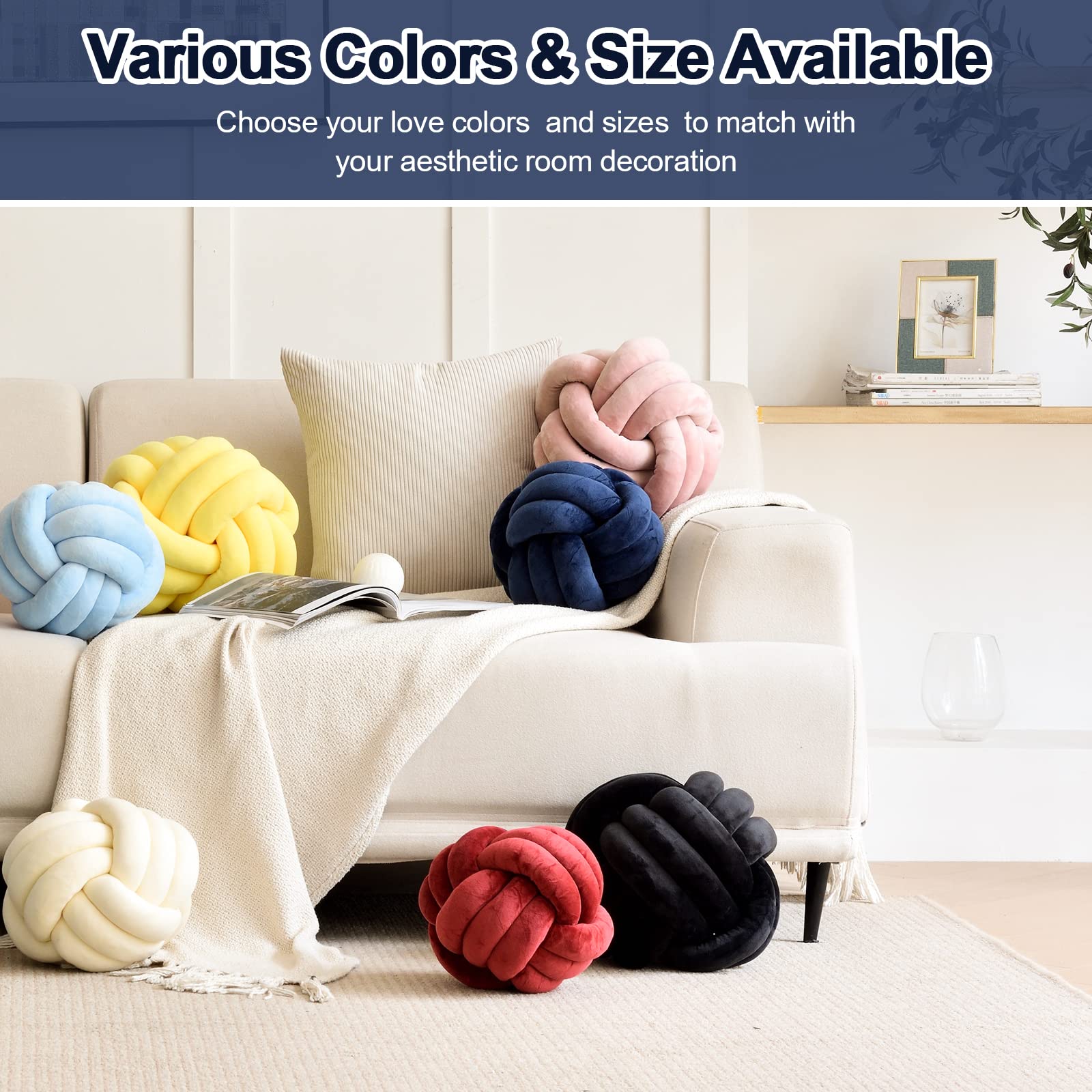 **Soft Round Knot Pillow Ball - Handmade Plush Throw Cushion for Home Décor, Kids Play & Nursery Decor | Cozy Living Room, Bedroom & Playroom Accessory**