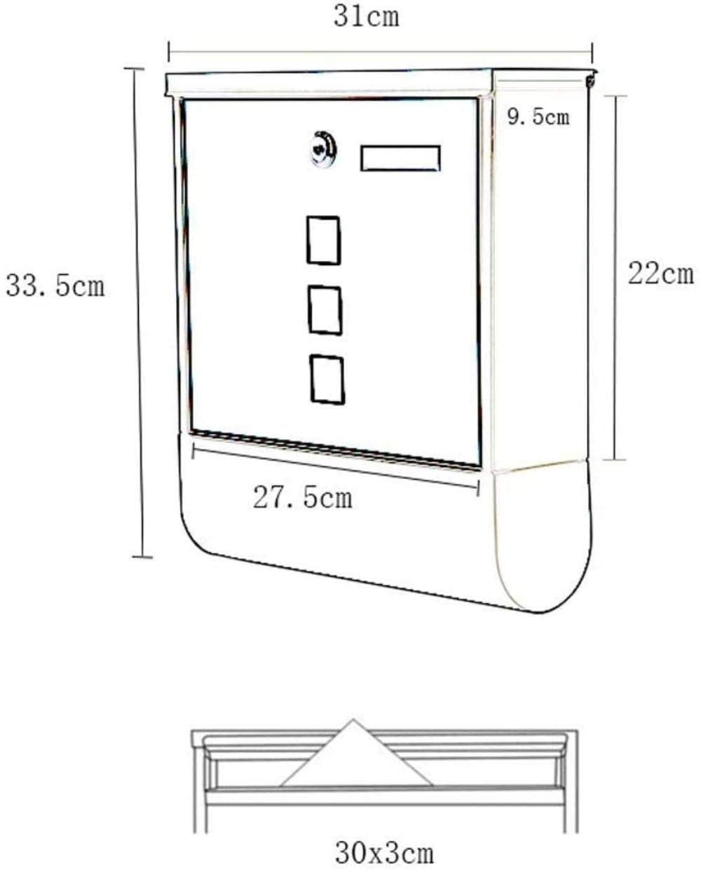 Outdoor Mailbox with Lock - Weatherproof Wall Mounted Letter Box for Villa, Postal, Magazine & Suggestion Mail - Perfect for Home, Garden & Office Security