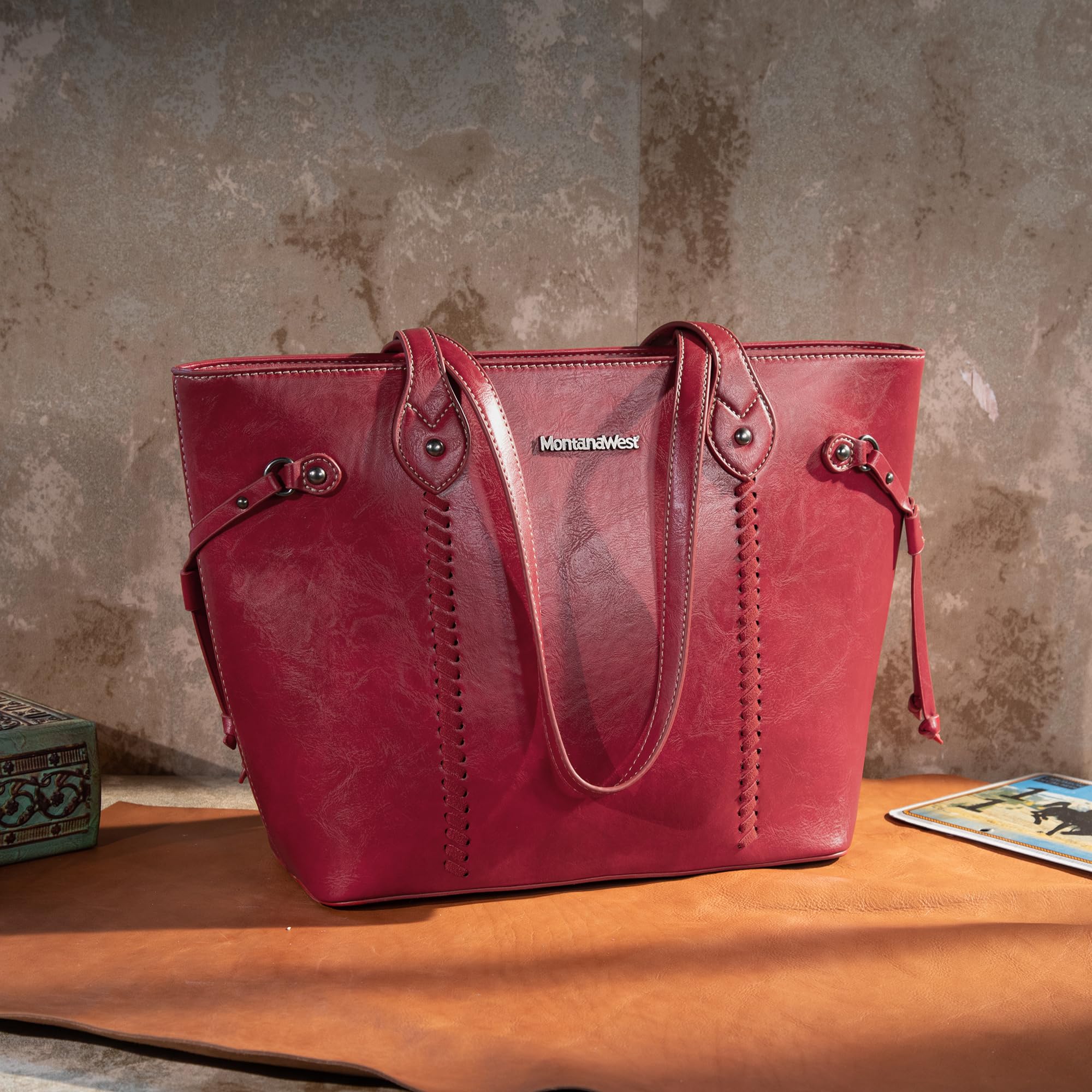 Montana West Large Tote Bags for Women - Stylish Woven Zipper Handbags & Purses for Work, Travel & Everyday Use