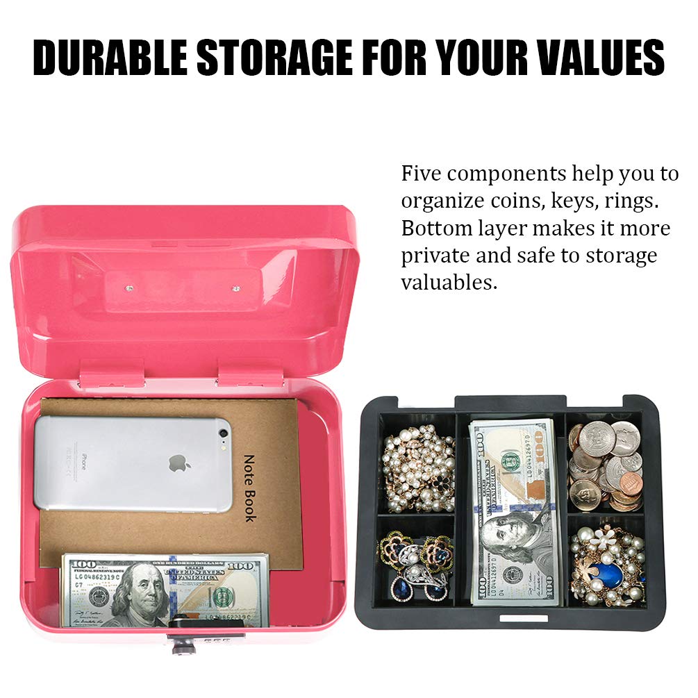 Secure Cash Box with Money Tray & Combination Lock - 9.8