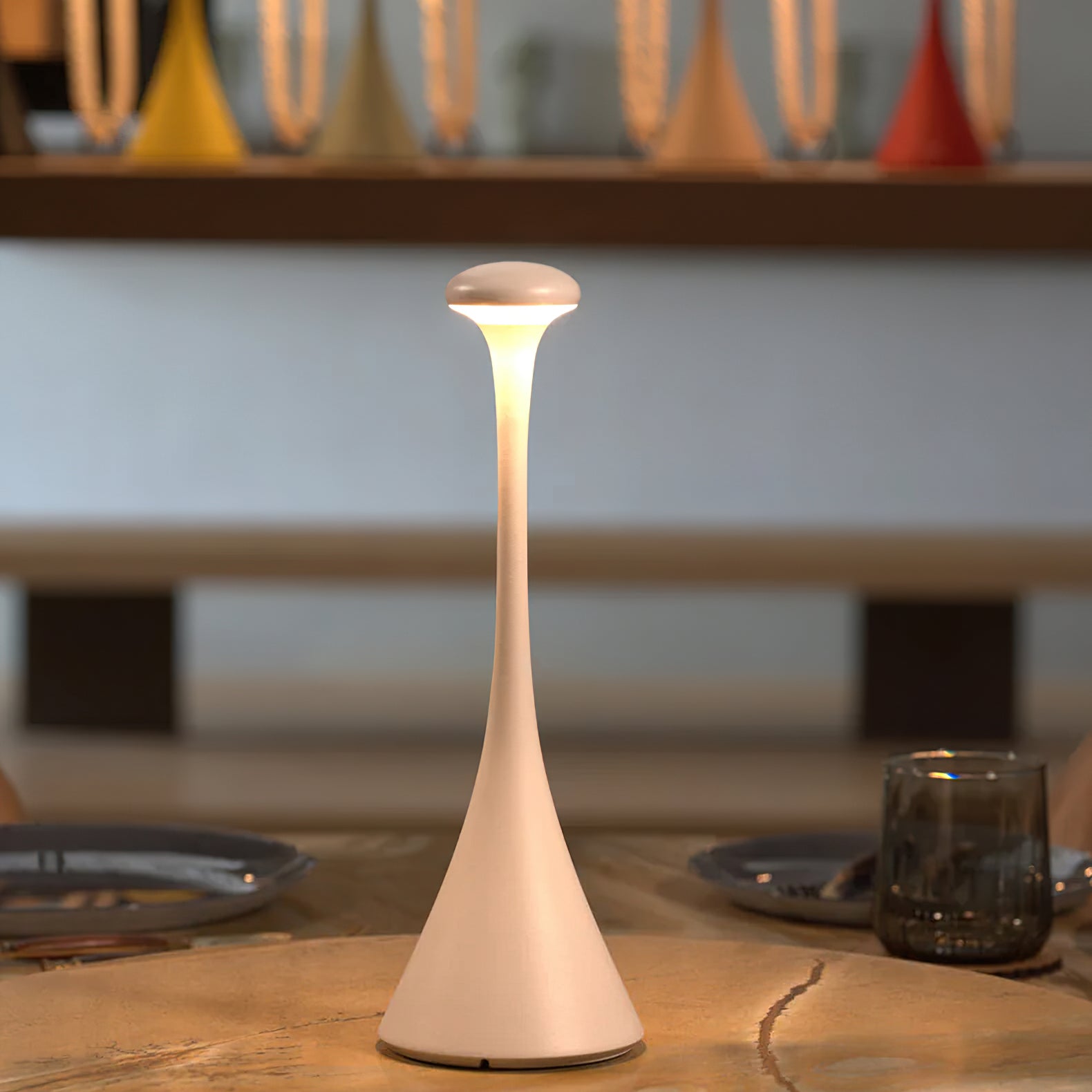 Nudrop Modern LED Table Lamp - Dimmable Bedside Lamp for Bedroom, Living Room & Office - Warm White & Cool White Light, Touch Control, Energy Efficient (Black)