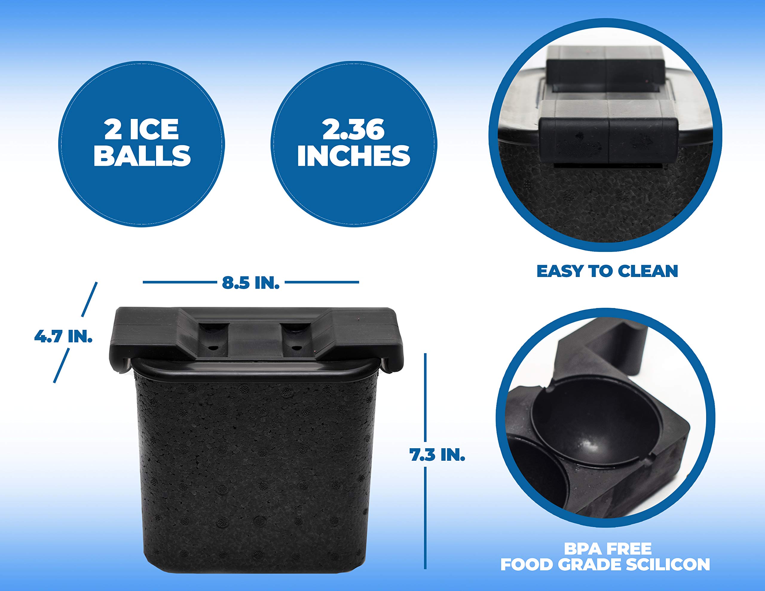 Premium Clear Ice Ball Maker - 2 Large 2.4
