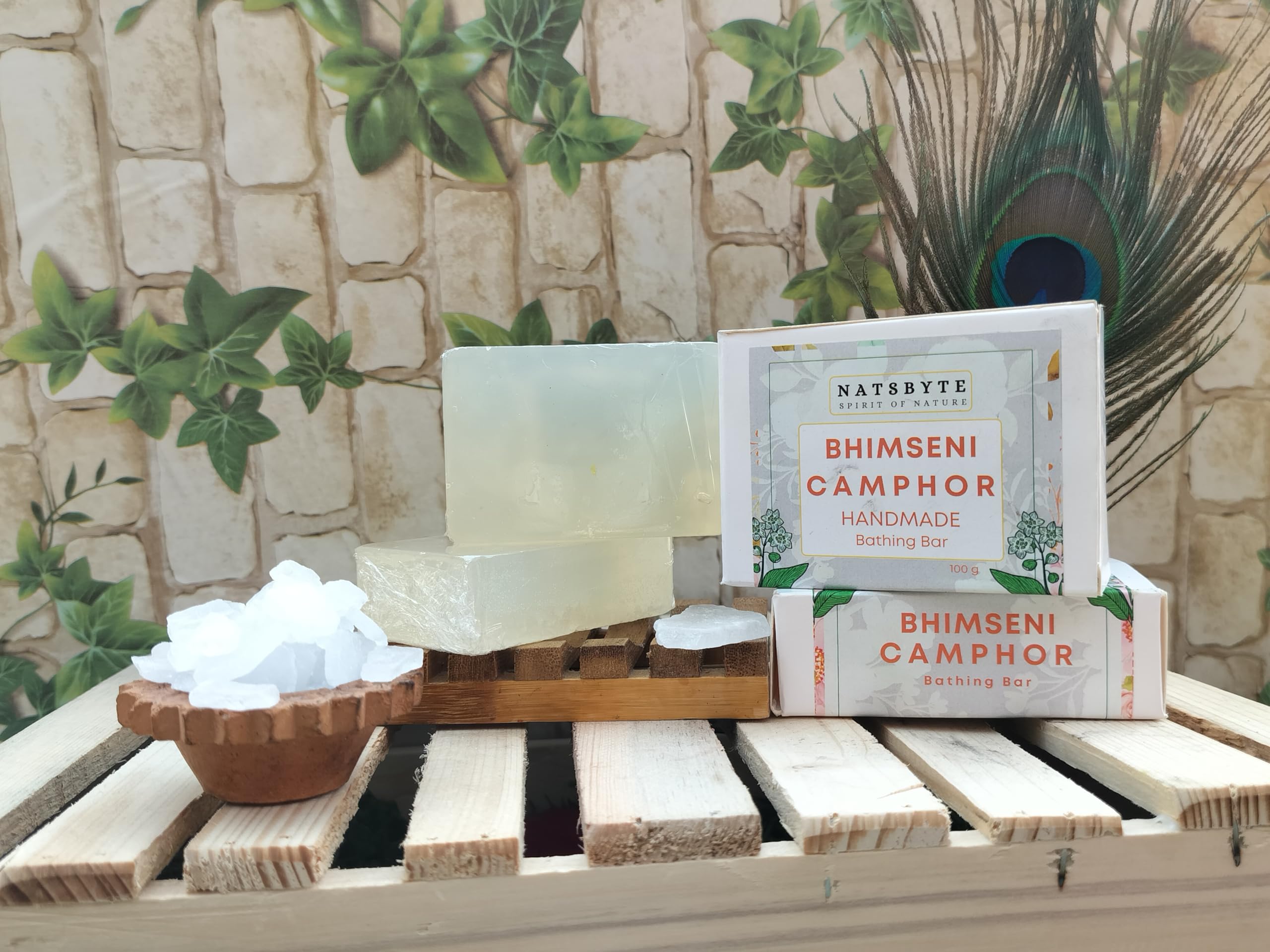 NATSBYTE Organic Camphor Bath Soap - 100% Natural Handmade Chemical-Free Soap for Men & Women (3-Pack) | Gentle Cleansing for Sensitive Skin, Relaxing Aromatherapy Bath & Spa Experience