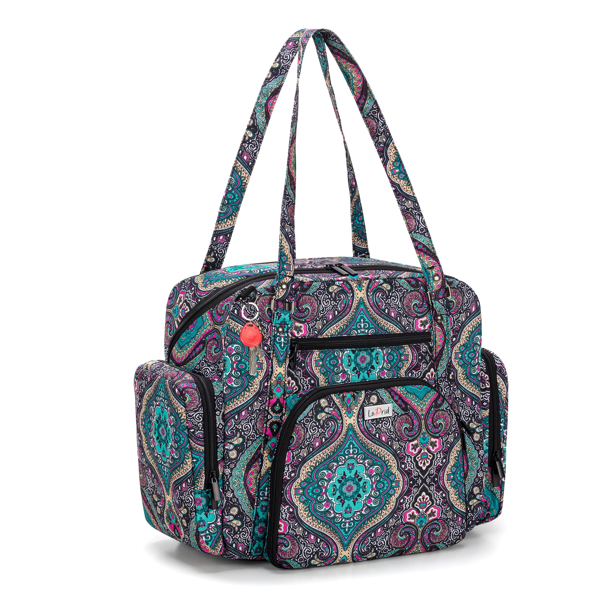 LoDrid Teacher Tote Bag with Padded Bottom - Large Women's Work Bag with Zip Top Closure - Durable Teacher Utility Bag for School, Office & Commuting - Perfect for Books, Laptop & Teaching Supplies