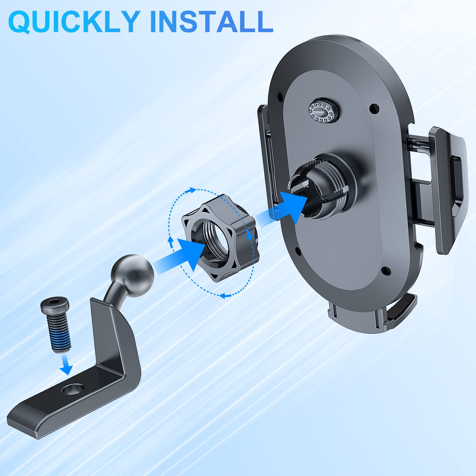 Universal Phone Mount Holder for 2018-2023 Jeep Wrangler JL/JLU & 2020-2023 Gladiator JT - Dashboard Multi-Angle Adjustable Car Phone Stand with Storage Tray Accessories (Not for Wrangler 4xe) - Perfect for Off-Roading, GPS Navigation & Hands-Free Calling