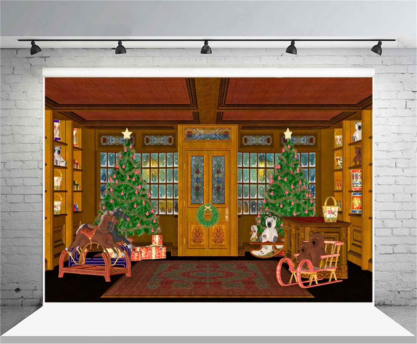 7x5ft Christmas Winter House Xmas Party Backdrop - Santa Claus, Beers & Wood Photography Background for Family, Kids & Adults - Perfect for Holiday Portraits, Studio Props & Video Drapes