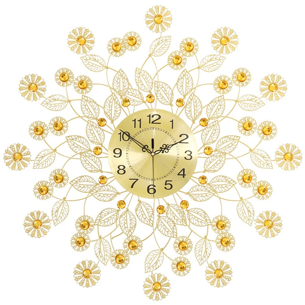WSSBK Round Flower Wall Clock - Vintage Metal Iron Hanging Decor for Living Room, Bedroom, Home & Restaurant | Perfect for Farmhouse, Boho & Rustic Interior Design