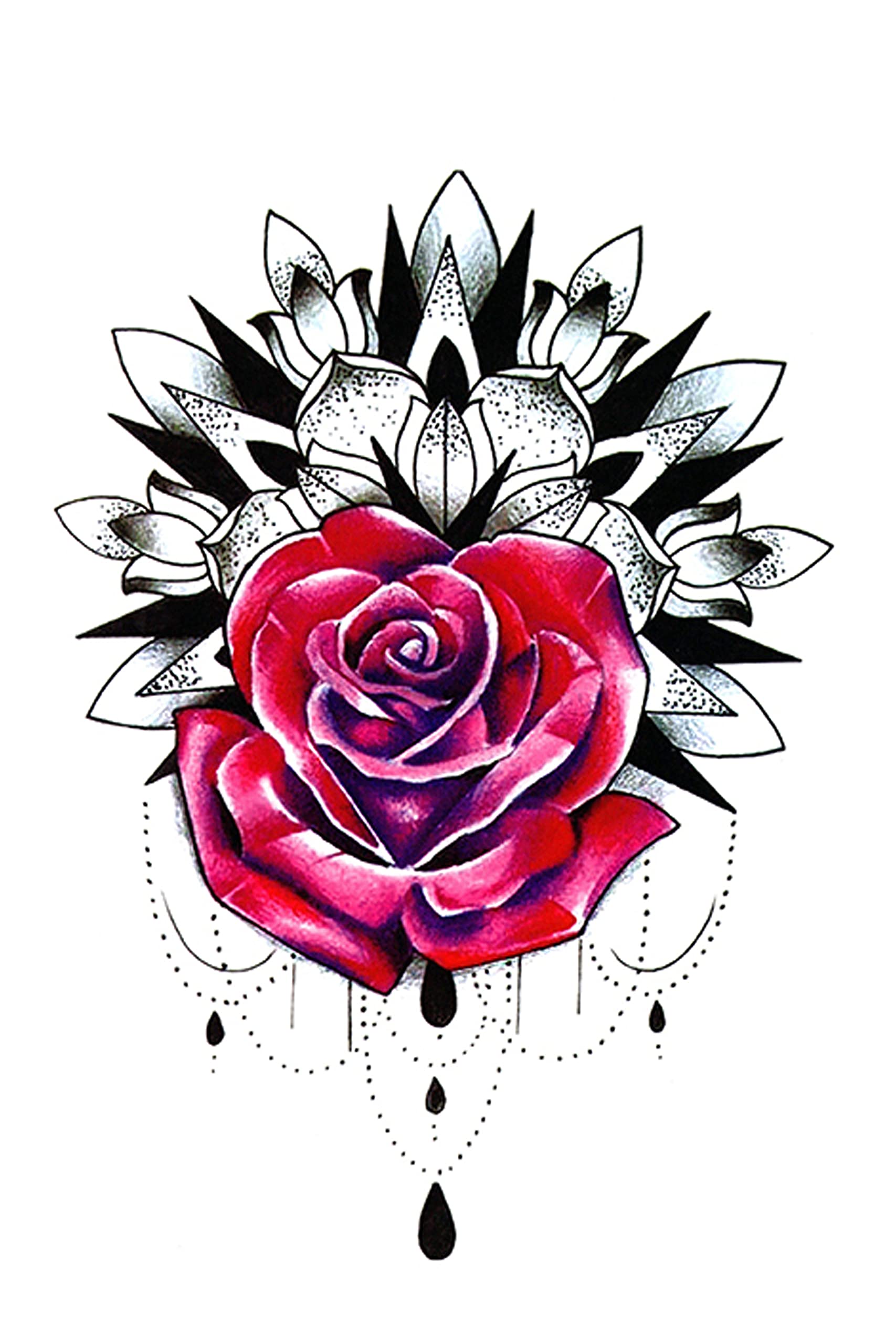 3D Realistic Temporary Tattoo Stickers for Adults - Waterproof Fake Tattoos for Men, Women, Boys & Girls - Floral, Butterfly, Star & Angel Designs (19x12cm) - Perfect for Parties, Halloween, Cosplay & Honeymoon Looks