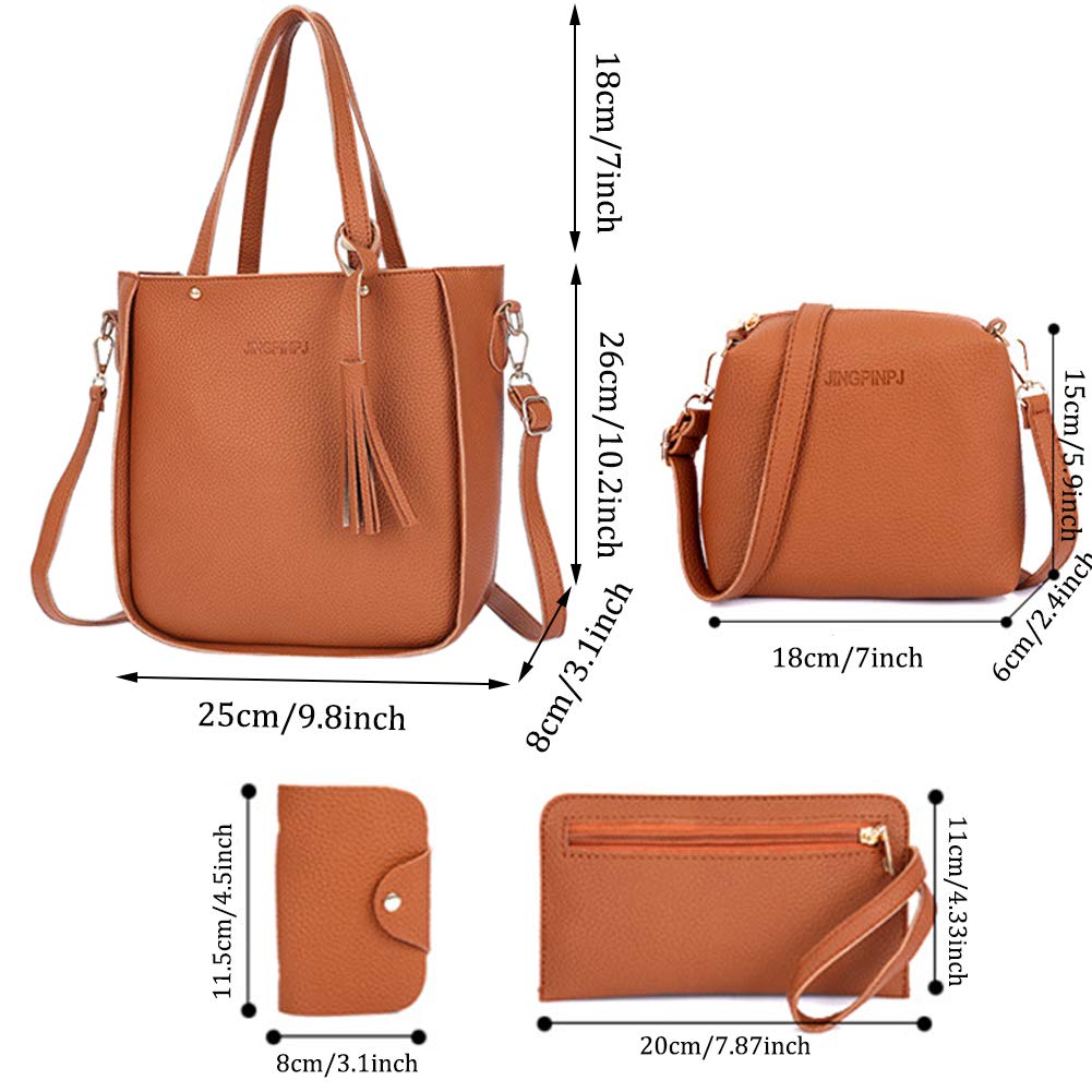 Segater® Women's Handbag Set - Shoulder Bag, Crossbody Bag, Wallet & Card Purse (4-Piece) - Perfect for Work, Travel & Everyday Use