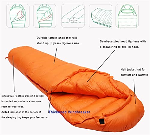 Premium 850G White Goose Down Sleeping Bag for Adults - Ultra Warm & Thermal for Winter Camping, Hiking, Backpacking - 4 Thickness Options for All-Season Outdoor Adventures