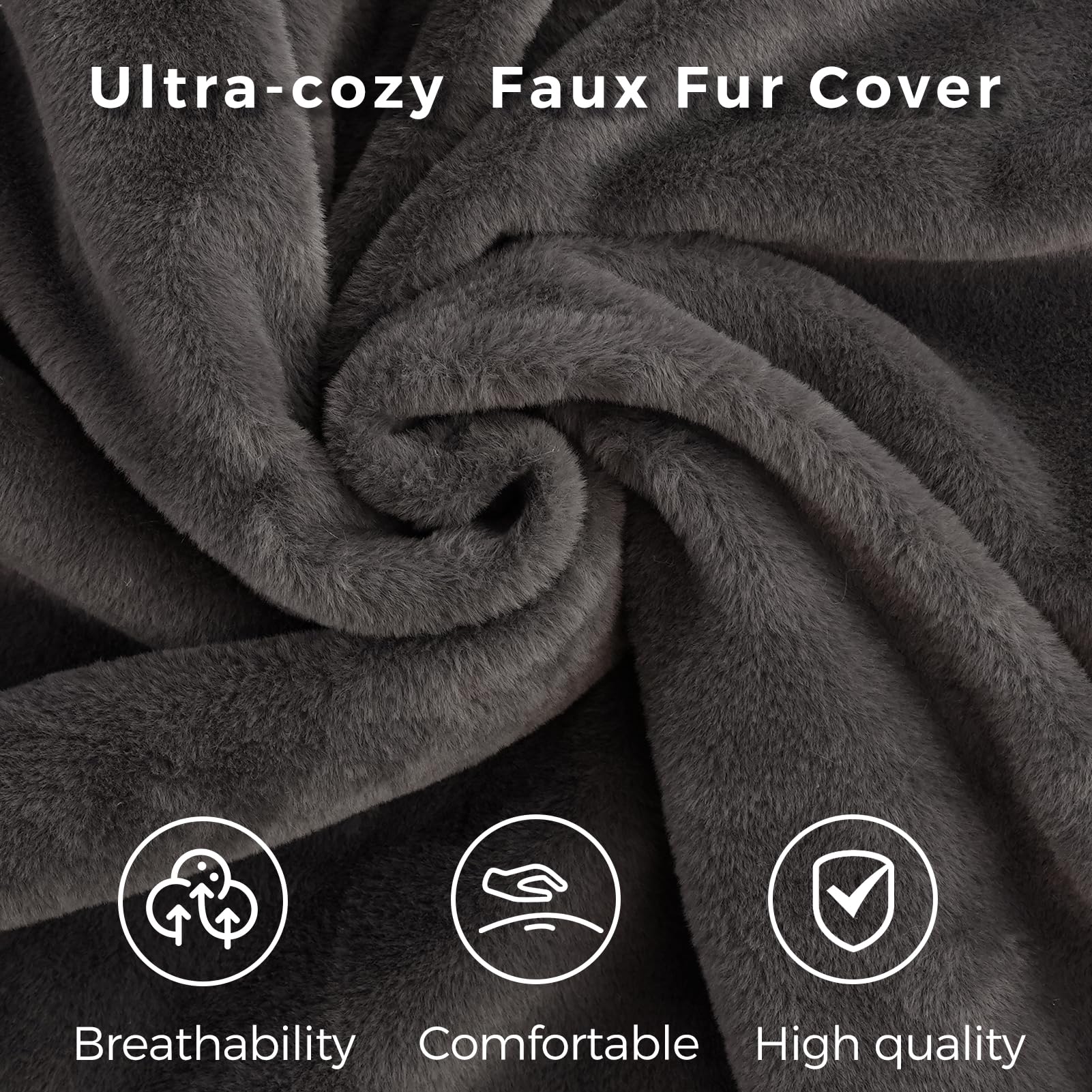 MAXYOYO Extra Thick Bean Bag Bed - 30x95 Inch Folding Sofa Bed with Washable Faux Fur Cover | Versatile Floor Mattress for Adults | Perfect for Bedroom, Living Room & Small Spaces (Dark Grey)