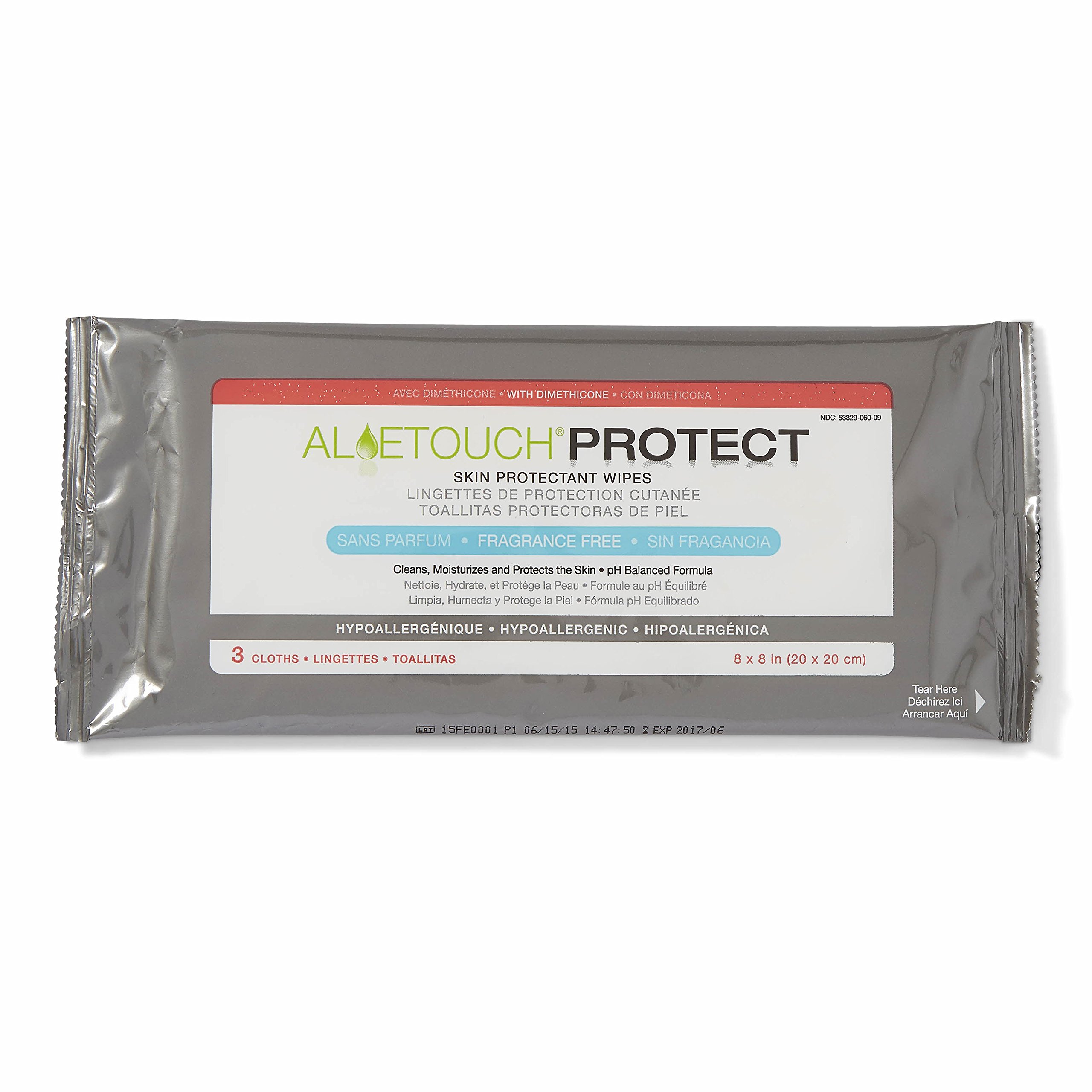 Medline Aloetouch Protect Dimethicone Skin Protectant Wipes - Hypoallergenic & Fragrance-Free (3 Count, Pack of 72) - Ideal for Diaper Rash Prevention, Incontinence Care & Sensitive Skin Protection