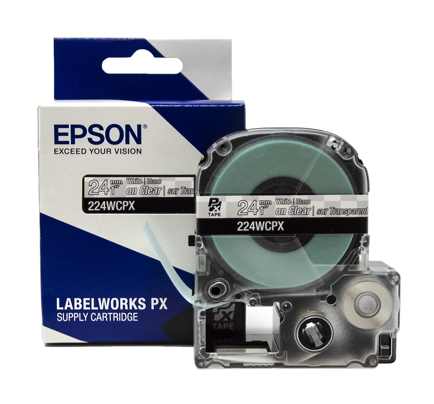 Epson LABELWORKS 224WCPX PET (Polyester) White on Clear Label Maker Tape - 1