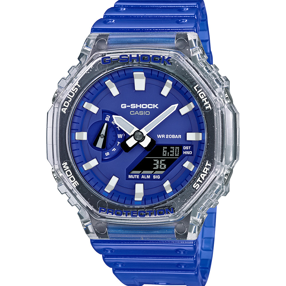 G Shock GA2100HC 2A 'CasiOak' Blue Hidden Coast Series Digital Analog Watch - Stylish Durable Sports Watch for Men, Outdoor Activities & Everyday Wear