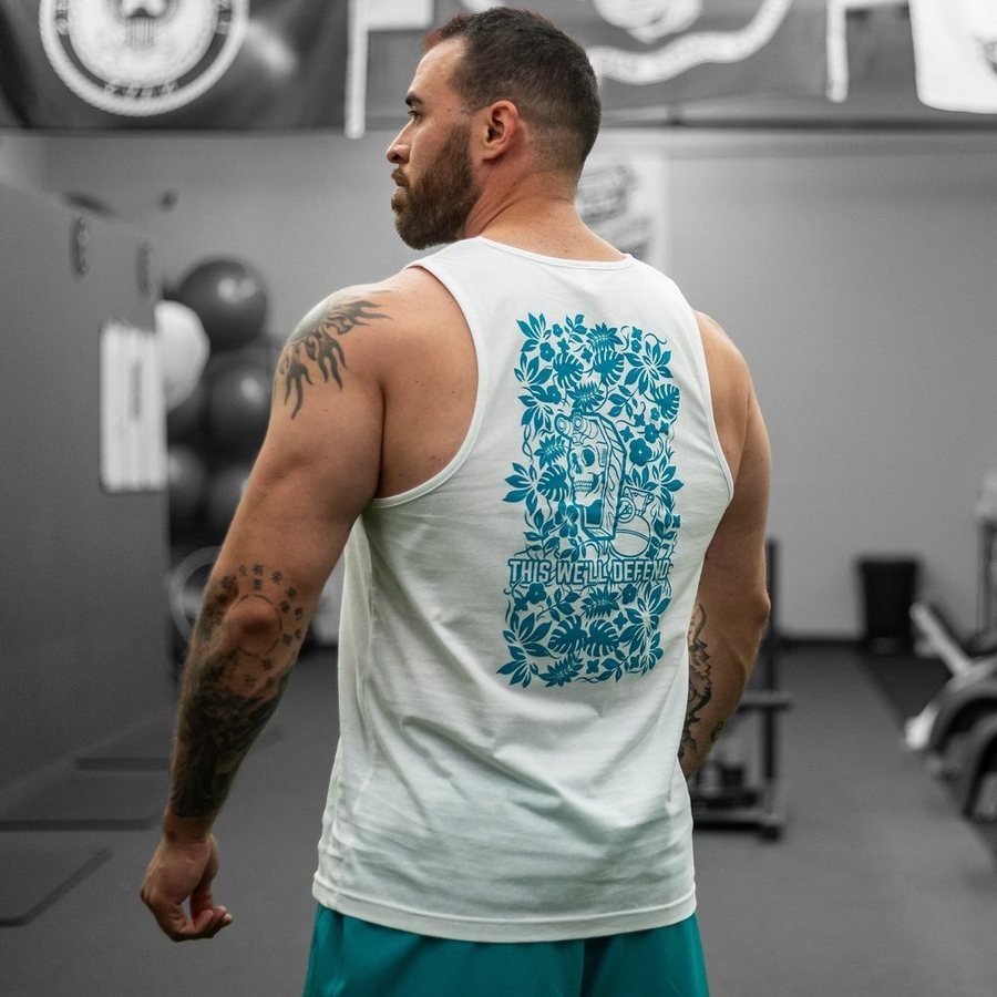 Tropical Death Aqua Tank - White | Trendy Graphic T-Shirt for Men & Women | Perfect for Beach, Vacation & Summer Outfits