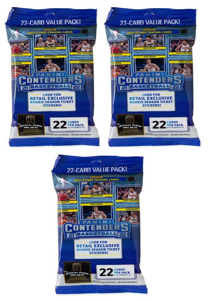 2021-22 Panini Contenders NBA Basketball Trading Cards - Lot of 3 Value Packs | Collectible Sports Cards for Trading, Investing & Display | Perfect for NBA Fans & Card Collectors