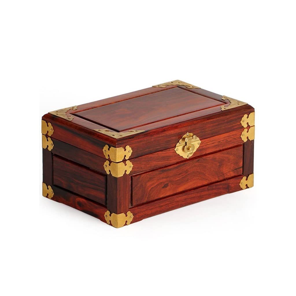 Wooden Jewelry Organizer Box with Metal Buckle - Portable Multi-Functional Storage Case for Earrings, Necklaces, Bracelets & Rings | Perfect Gift for Women & Girls | Travel, Home & Vanity Organization