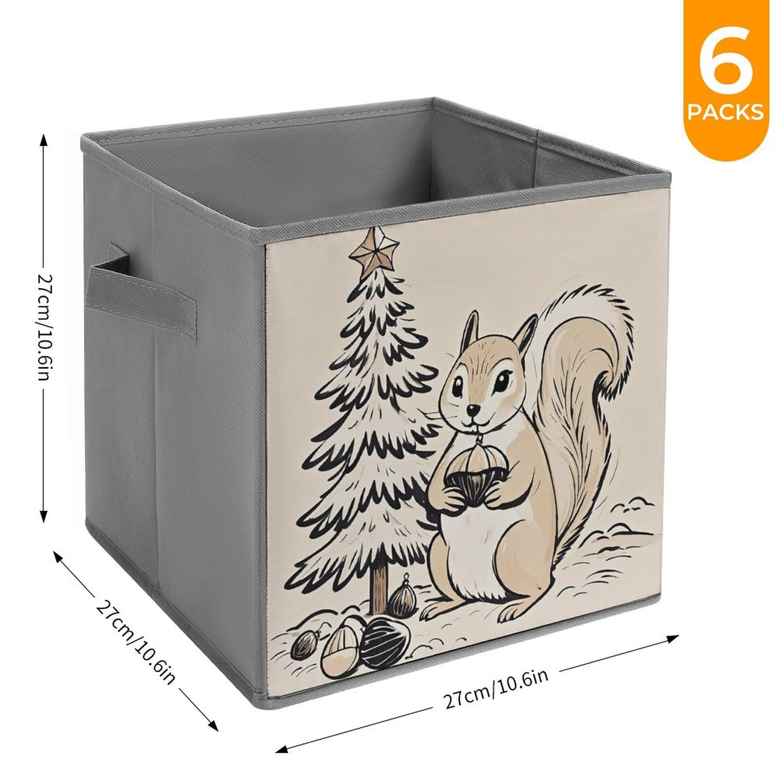 6PCS Foldable Storage Bins - Squirrel Printed Organizers for Home & Office