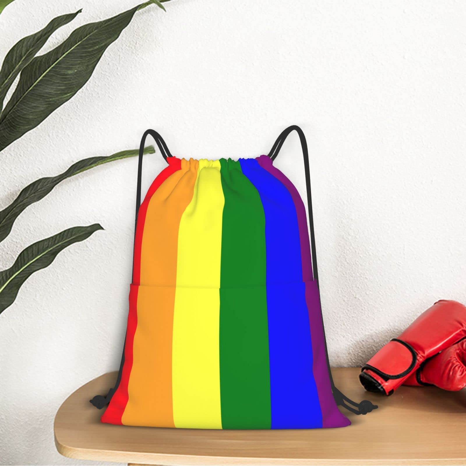 LGBTQ+ Pride Rainbow Drawstring Backpack - Waterproof Gym Sack for Men & Women - Perfect for Beach, Yoga, Travel, School & Gifts - One Size Fits All