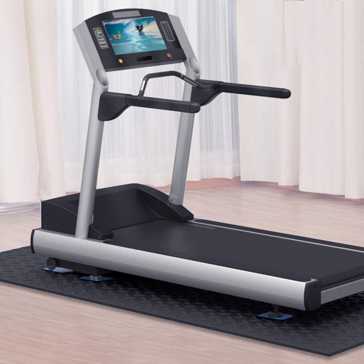 Premium EVA Rubber Exercise Equipment Mat - Large 175x80cm Treadmill Mat, Soundproof & Shock Absorbing Floor Protection for Home Gym, Treadmill, Exercise Bike & Rowing Machine - Perfect for Noise Reduction & Equipment Protection in Home Workouts