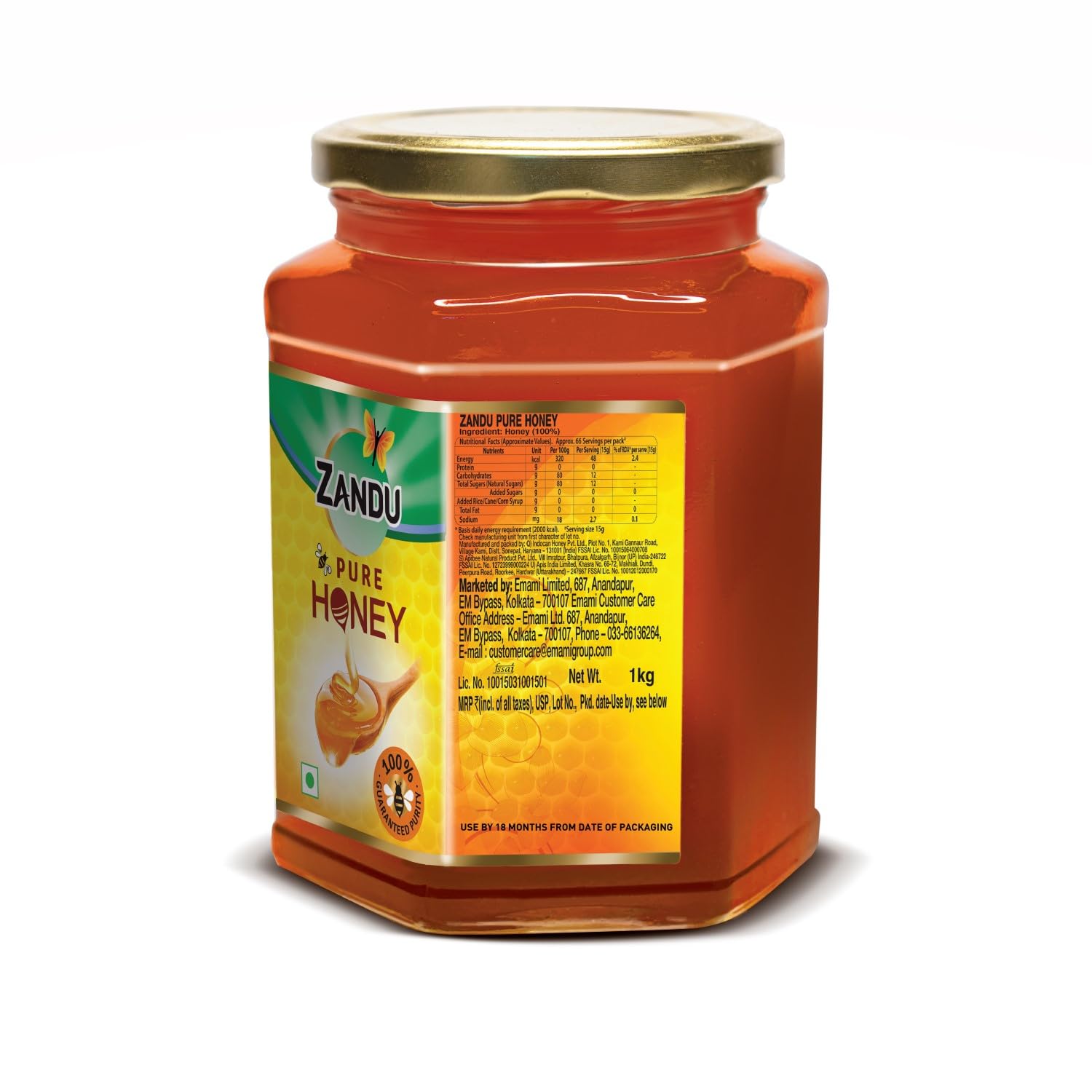 Zandu Pure Honey - 100% Natural & Unprocessed, No Added Sugar or Preservatives, 1KG (35.2 oz) - Perfect for Tea, Baking, Healthy Snacks & Natural Remedies