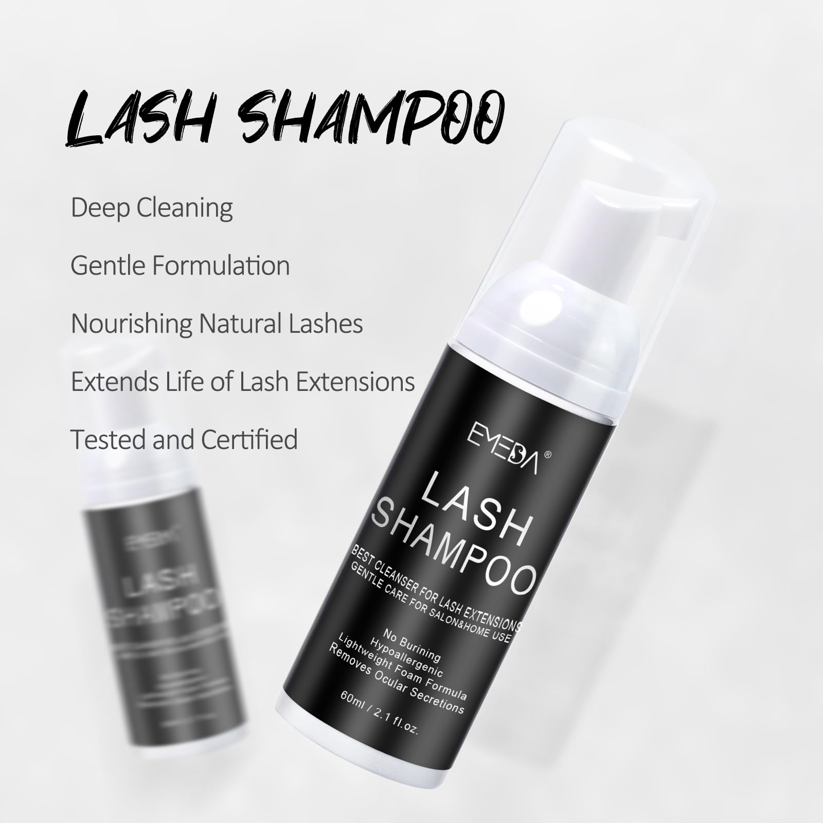 EMEDA Lash Shampoo Kit - USB Portable Fan Brush for Eyelash Extensions Cleaning | Safe for Home & Salon Use