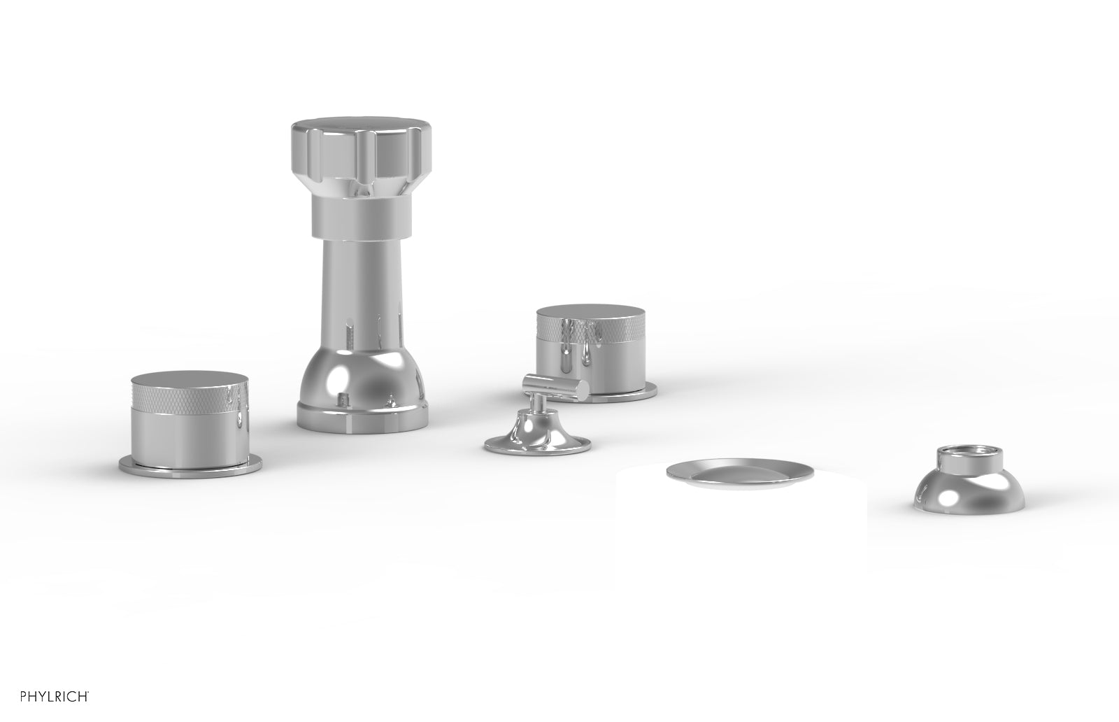 BASIC II Four Hole Bidet Set with Knurled Handles - 230 60 - Perfect for Modern Bathroom Upgrades & Hygienic Personal Care