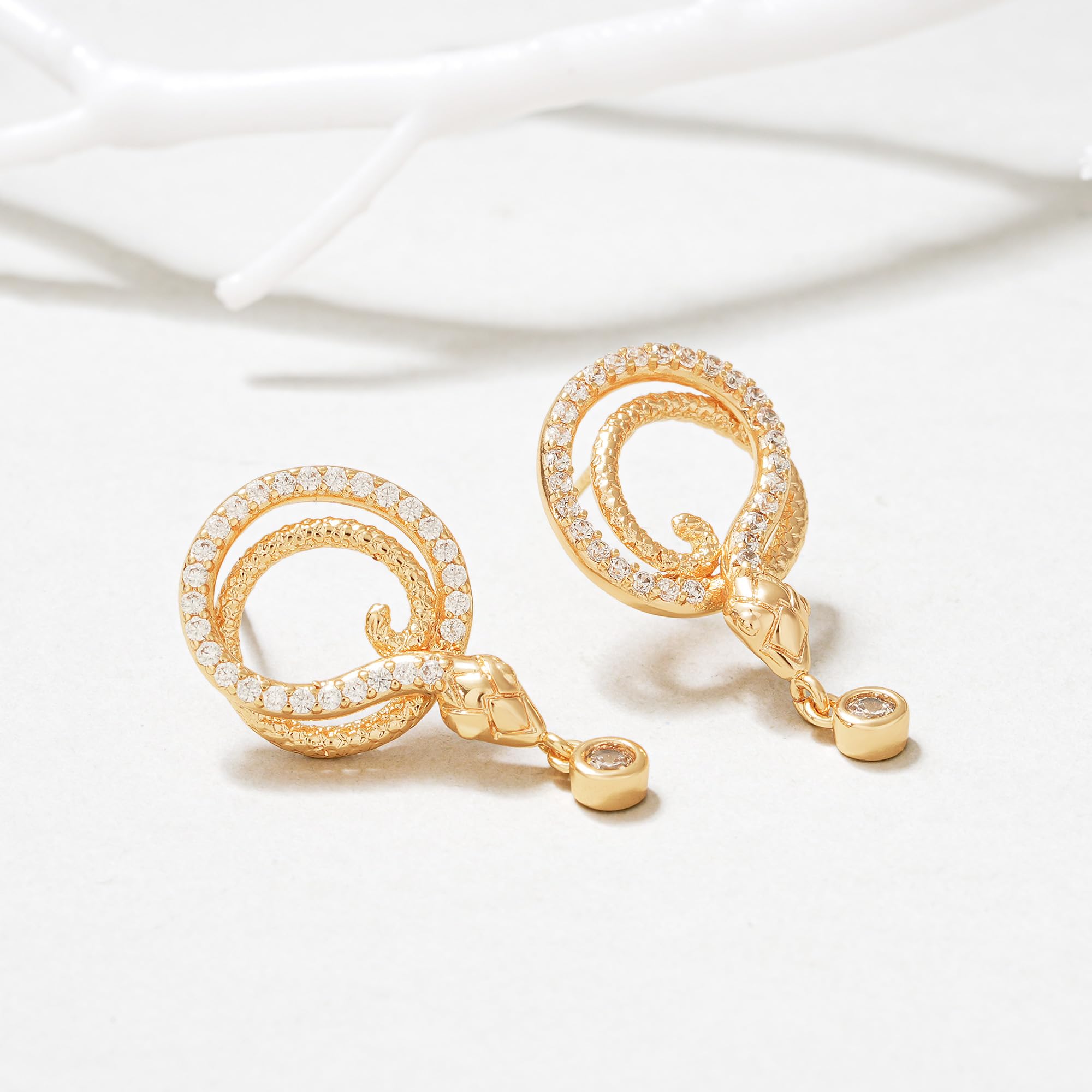14K Gold Plated Snake Earrings for Women - Boho Dainty Open C Hoop Studs - Hypoallergenic Handmade Gold Jewelry Gift - Perfect for Parties, Weddings & Everyday Wear