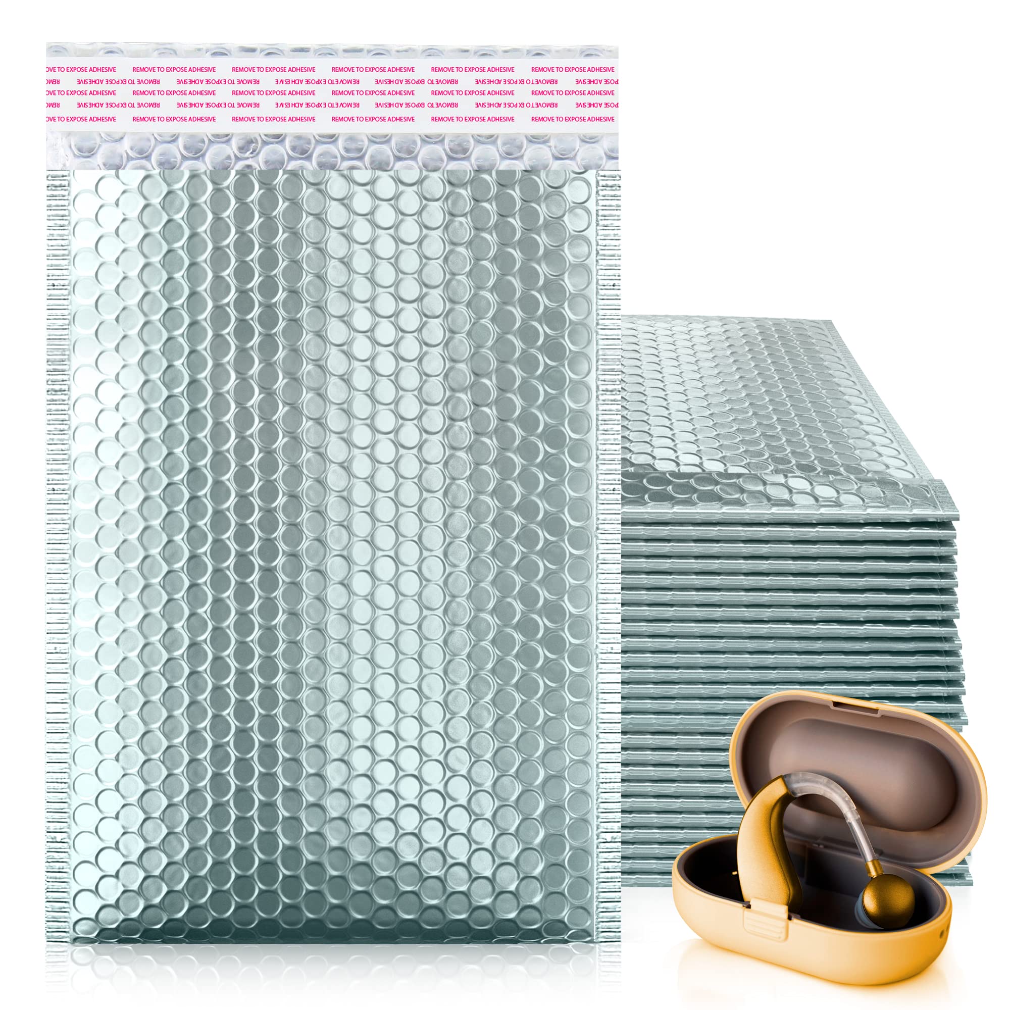 ABC 6x9 Inch Metallic Bubble Mailers - Pack of 25 Ice Blue Waterproof Shipping Envelopes with Cushioning Lining | Padded Mailing Bags for Ecommerce, Gift Packaging & Small Item Protection