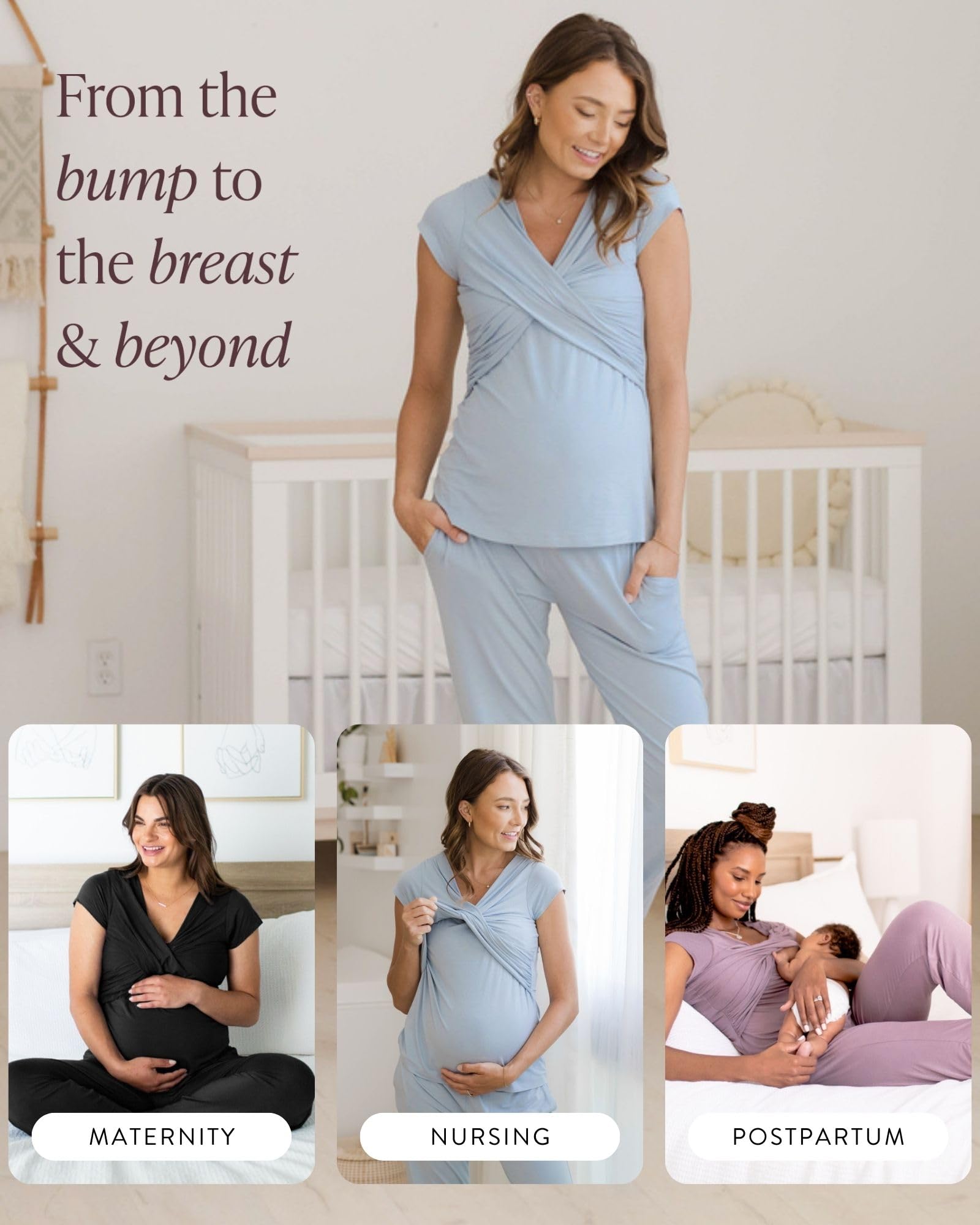 Kindred Bravely Davy Maternity Nursing Pajamas Set - Soft Postpartum Sleepwear for Breastfeeding Moms | Comfortable Maternity Pajamas for Pregnancy, Hospital & Home Use