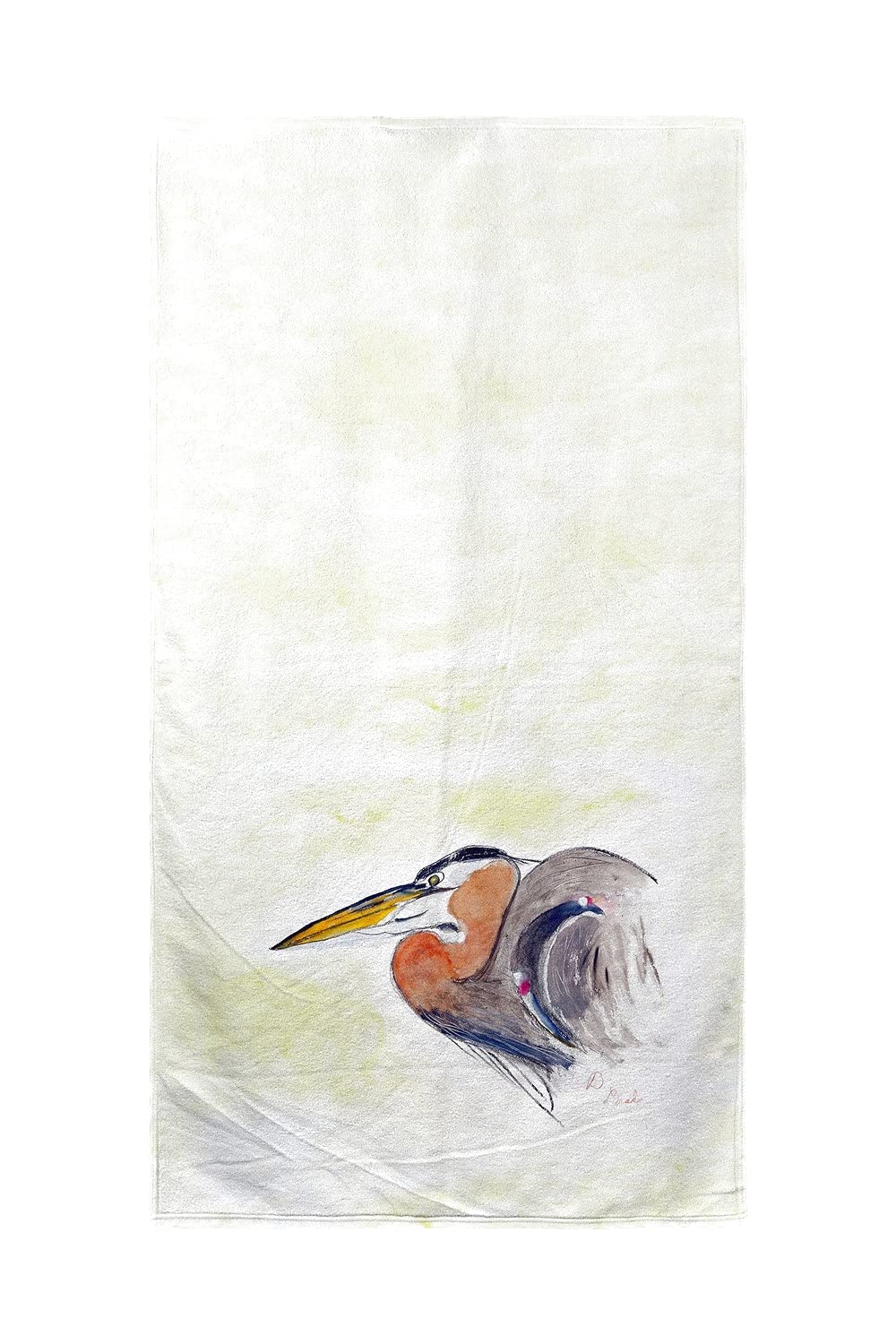 Betsy Drake Heron Portrait Beach Towel - Large Soft Absorbent Quick-Dry Towel for Pool, Beach, Yoga & Gym - Coastal Home Decor & Summer Outdoor Essentials