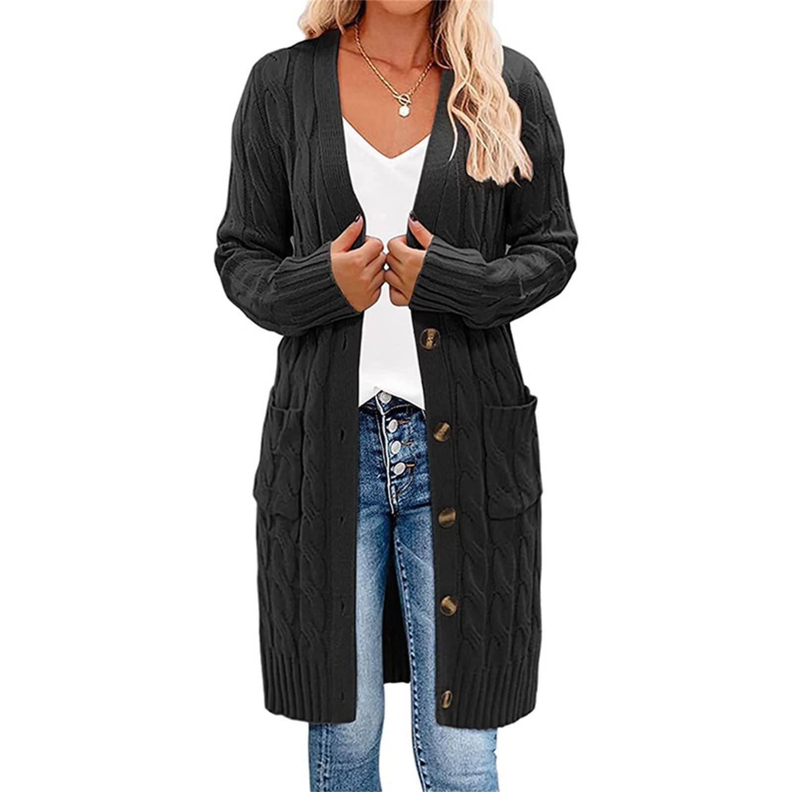 GIRSARRDER Women's Long Cardigan Sweater - Soft Knit Open Front Casual Long Sleeve Cardigan for Women | Perfect for Office, Date Night & Fall Layering
