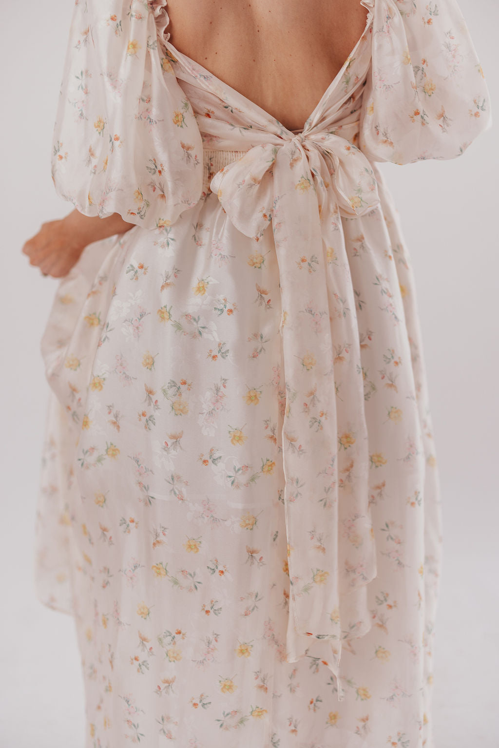 Melody Maxi Dress with Pleats & Bow Detail - Yellow Rose Floral Print | Bump Friendly Maternity Dress | Inclusive Sizing S-3XL | Perfect for Weddings, Baby Showers & Summer Vacations