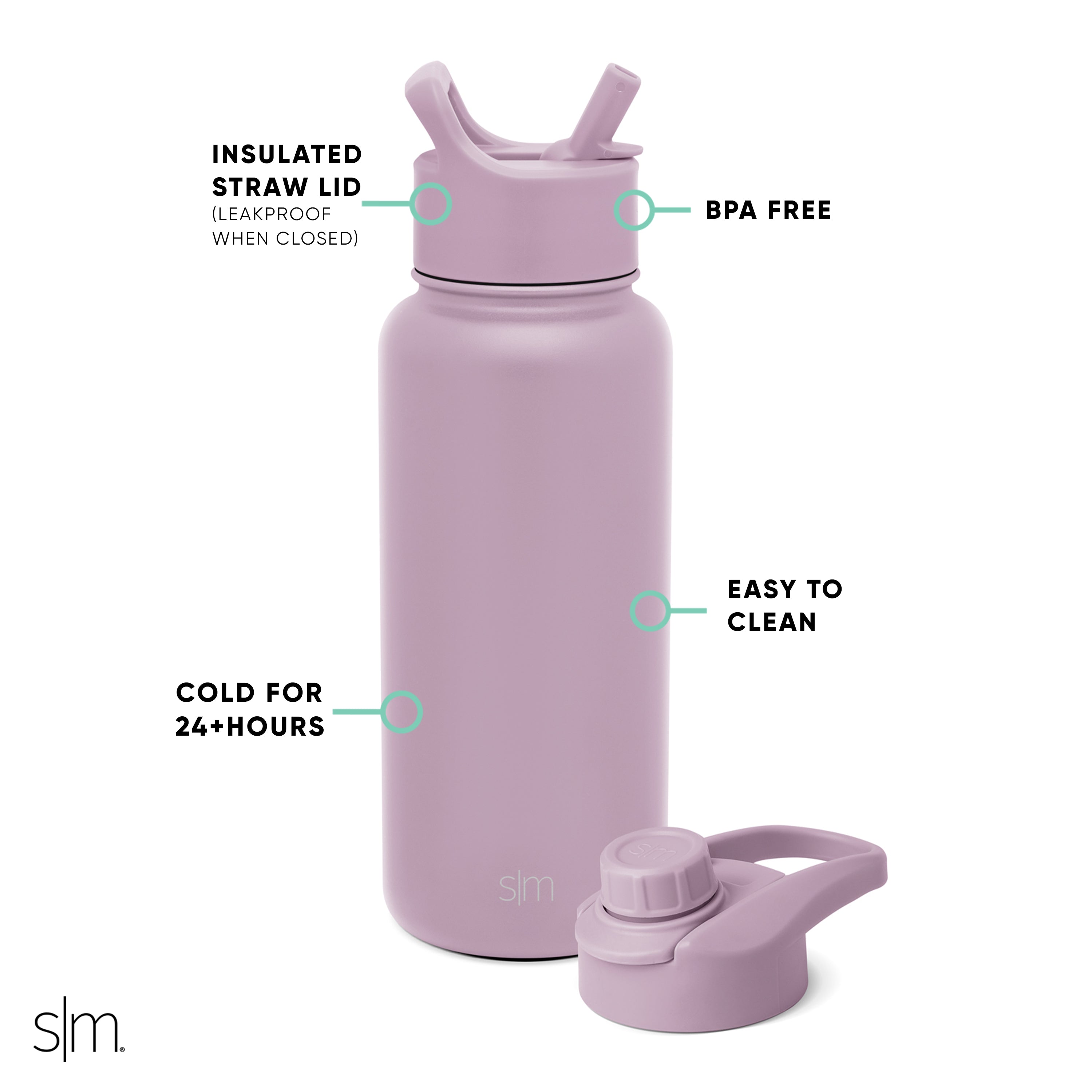 Summit Insulated Water Bottle with Straw & Chug Lid - 32oz Leakproof Stainless Steel Thermos for Hiking, Gym & Outdoor Activities