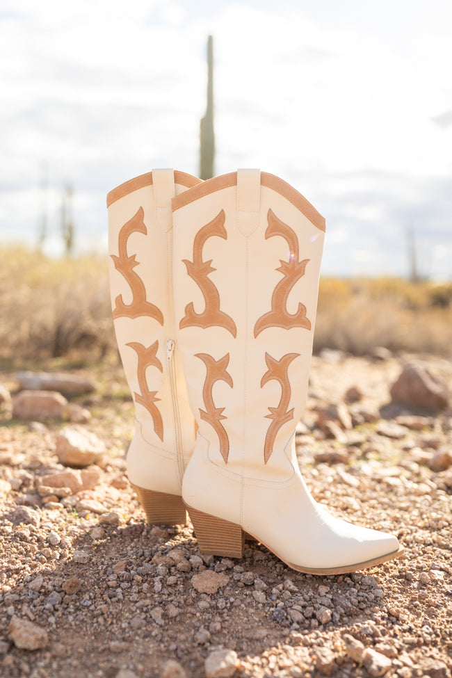 Adriana Beige Cowboy Boots for Women - Western Ankle Booties with Comfortable Heel | Perfect for Country Music Festivals, Rodeo Events & Casual Outfits
