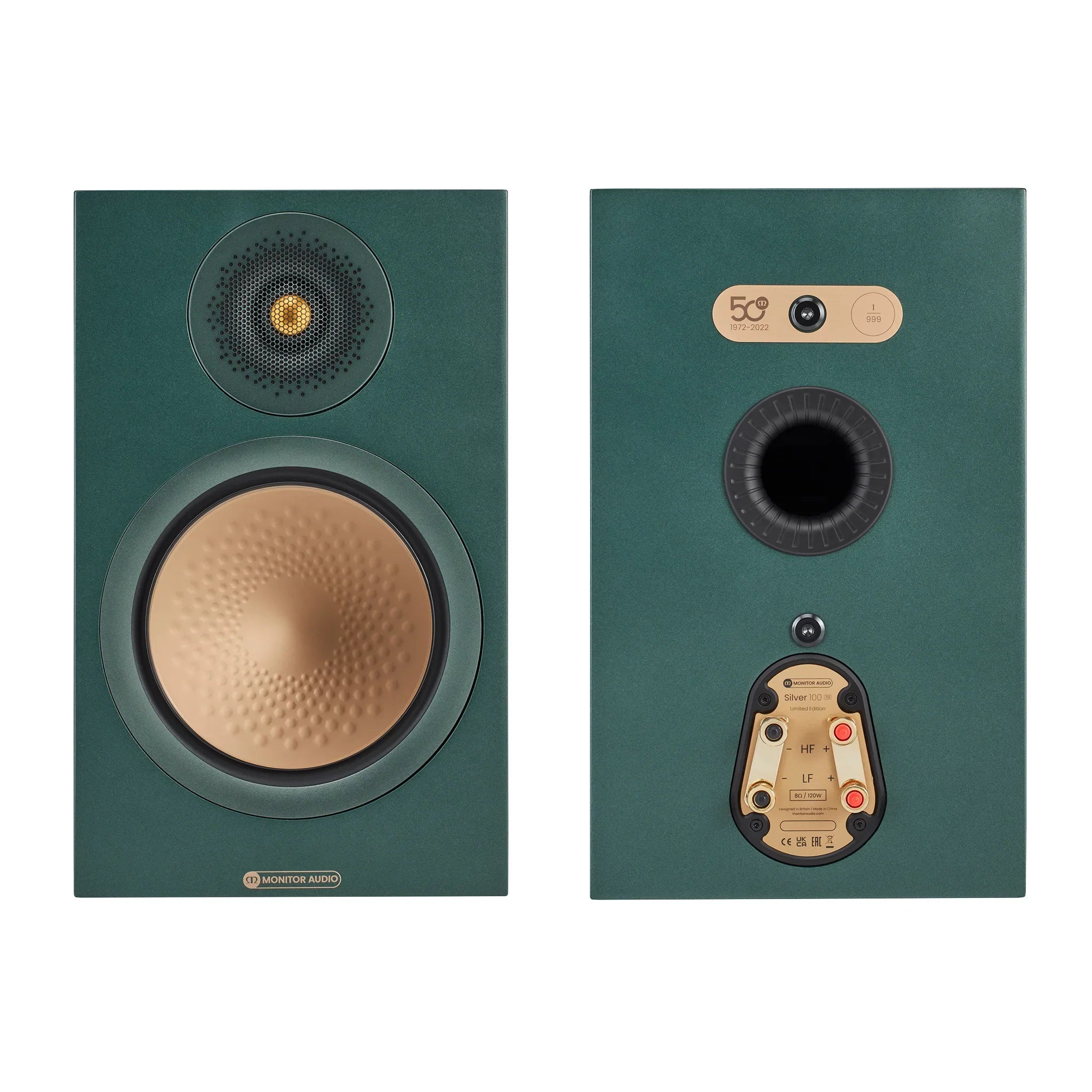 Monitor Audio Silver 100 Limited Edition 50th Anniversary Bookshelf Speakers (Pair) - Open Box - Premium Hi-Fi Audio for Home Theater & Music Listening