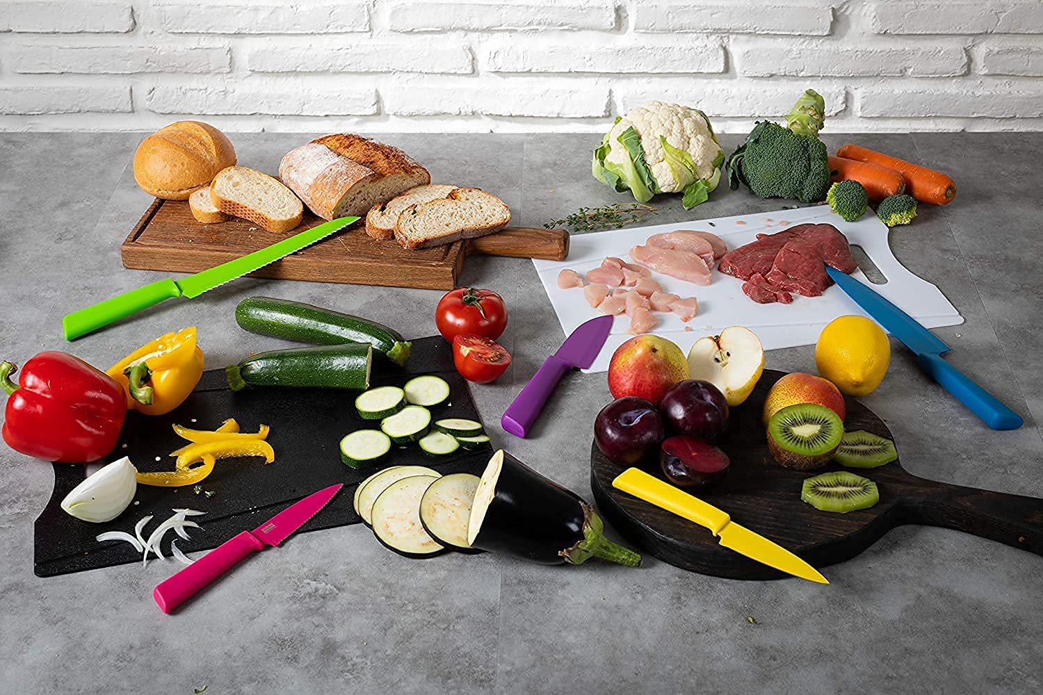 KUHN RIKON Colori+ 7.5-Inch Non-Stick Straight Paring Knife with Safety Sheath - Fuchsia Kitchen Knife for Peeling, Slicing Fruits & Vegetables | Perfect for Home Cooking & Camping