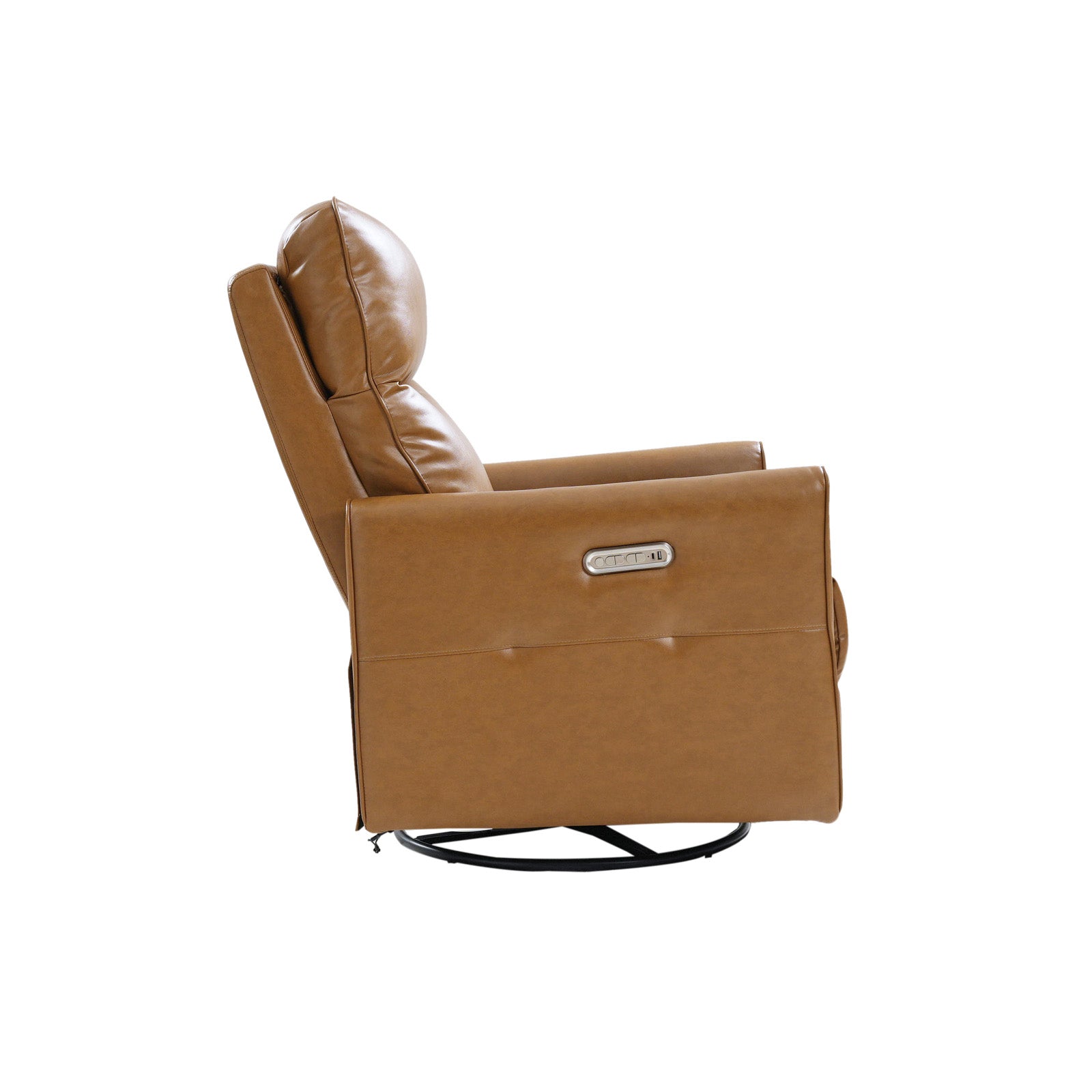Modern Faux Leather Power Swivel Recliner Chair with USB Charging & Adjustable LED Reading Lamp - Perfect for Home Theater, Living Room & Office Relaxation
