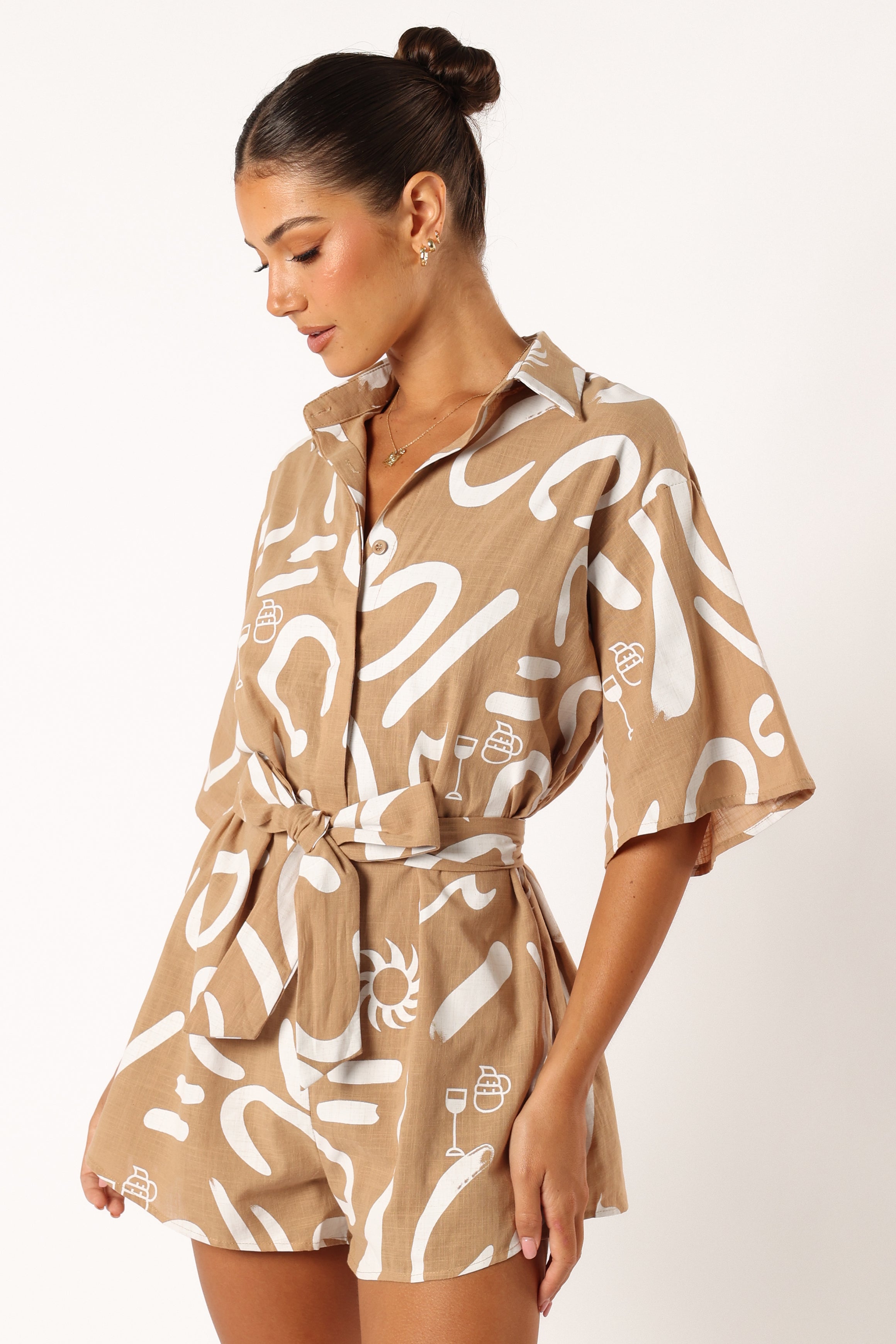 Kellie Romper for Women - Stylish Tan Jumpsuit | Casual Outfit, Summer Fashion, Daywear & Travel Essentials