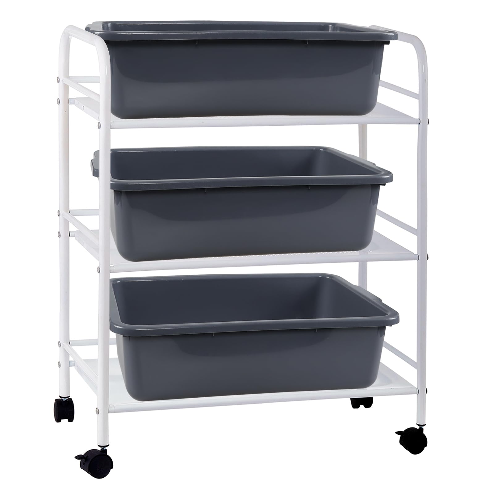 Rosebloom 35L Commercial Plastic Bus Tub - Gray Large Bus Box (4 Pack) - Ideal for Restaurant Dishwashing, Food Storage & Industrial Organization