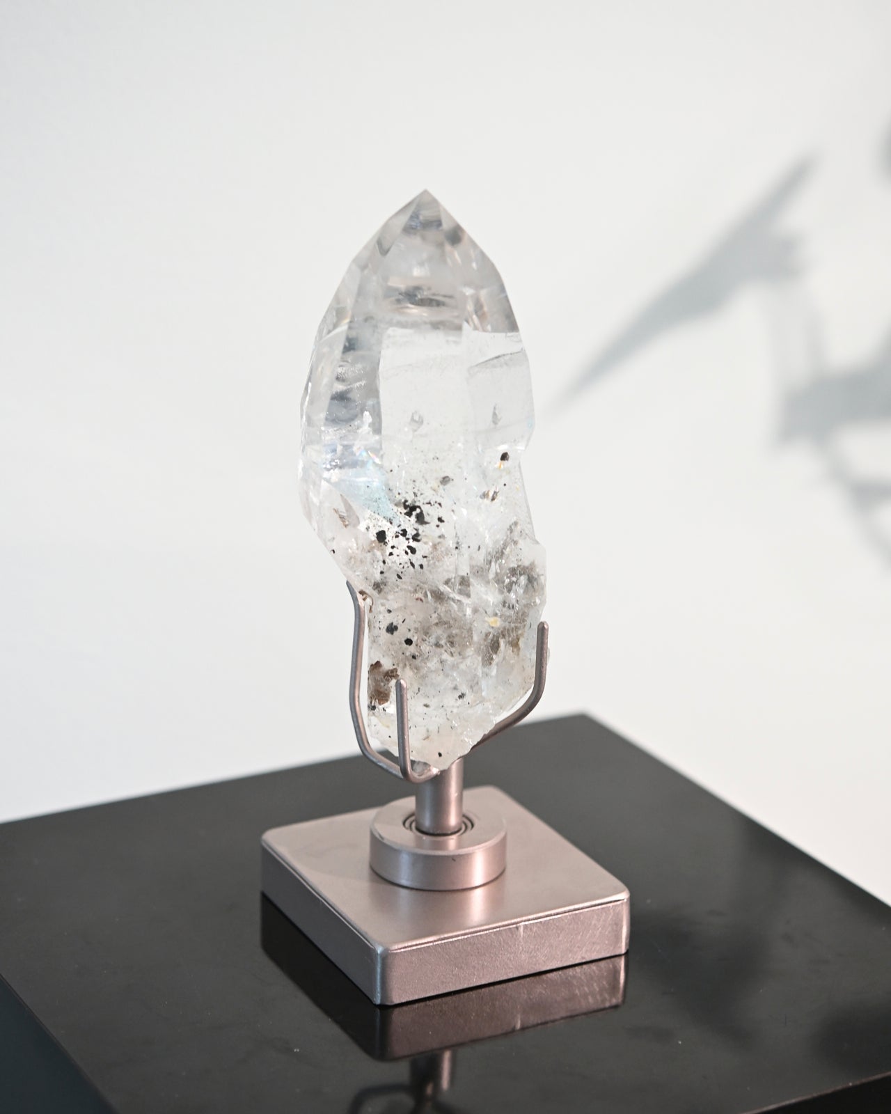 Lemurian Seed Crystal with Hematite Inclusions - Healing Stone on Display Stand | Perfect for Meditation, Energy Work & Spiritual Decor